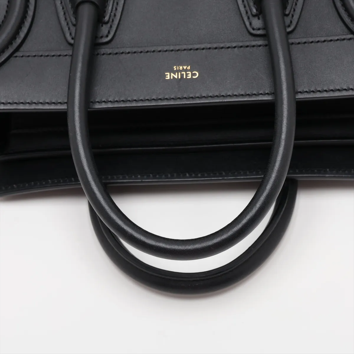 Luggage Nano Shopper Leather 2-Way Handbag, Black — view 5