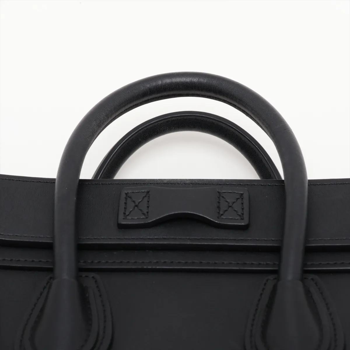 Luggage Nano Shopper Leather 2-Way Handbag, Black — view 6