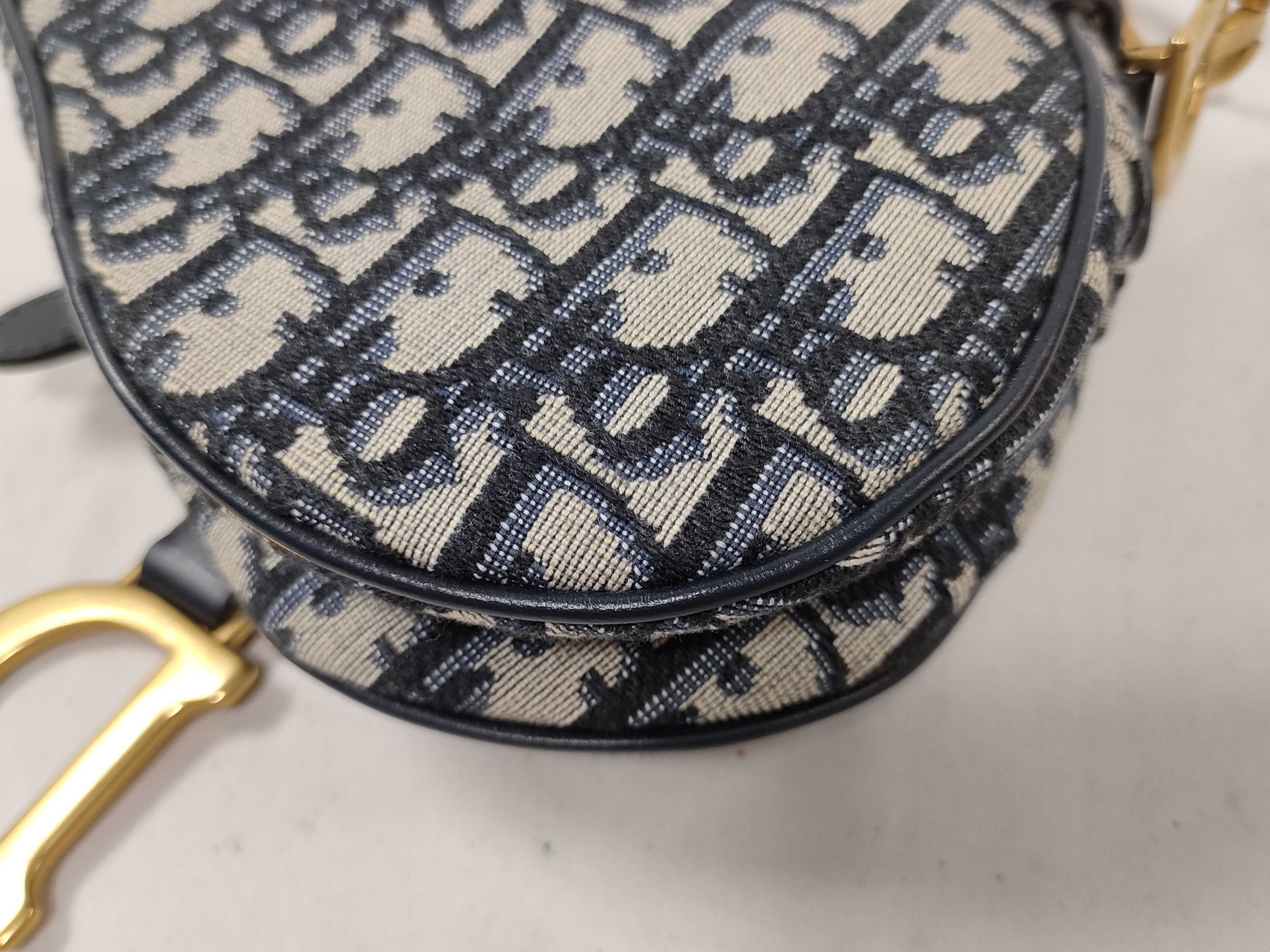 Saddle Bag Mini M0447CTZQ-928U Canvas Leather Navy Bag Handbag Shoulder Bag — view 4
