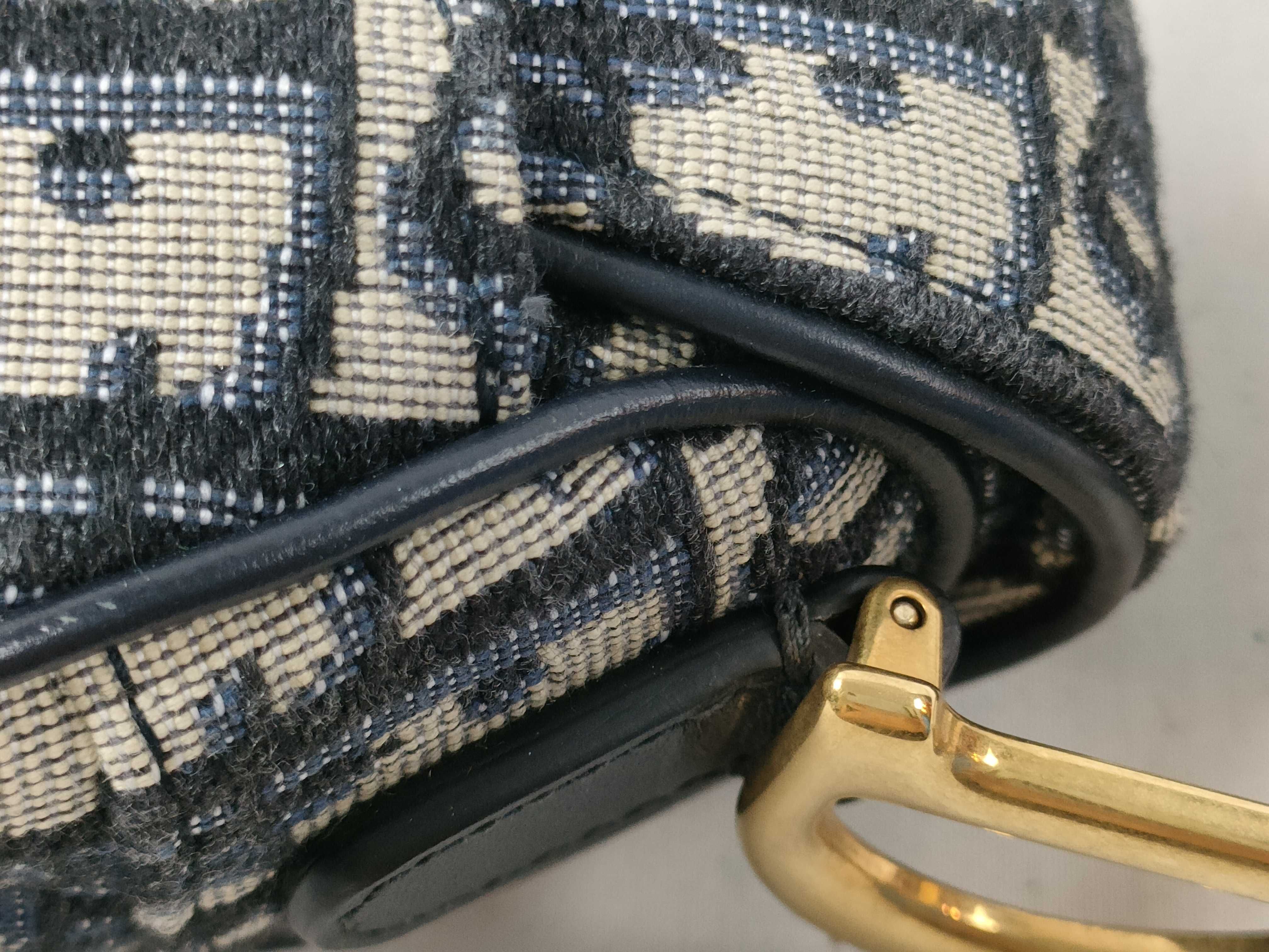 Saddle Bag Mini M0447CTZQ-928U Canvas Leather Navy Bag Handbag Shoulder Bag — view 6