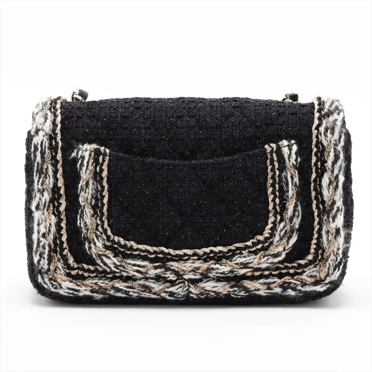[Individually packaged] Chanel Mini Matelassé 20 Tweed Single Flap Single Chain Bag, Black with Gold Hardware, X2U43LK4, Random Plate, A69900 — view 2