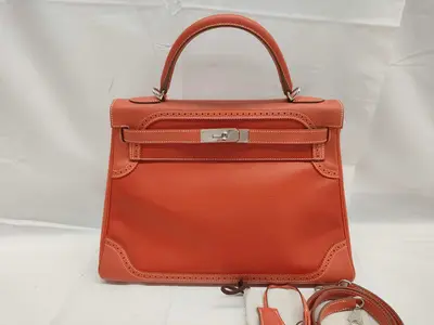Kelly 32 Gillies Grand H/Swift Sanguine/P Hardware R Stamp Handbag