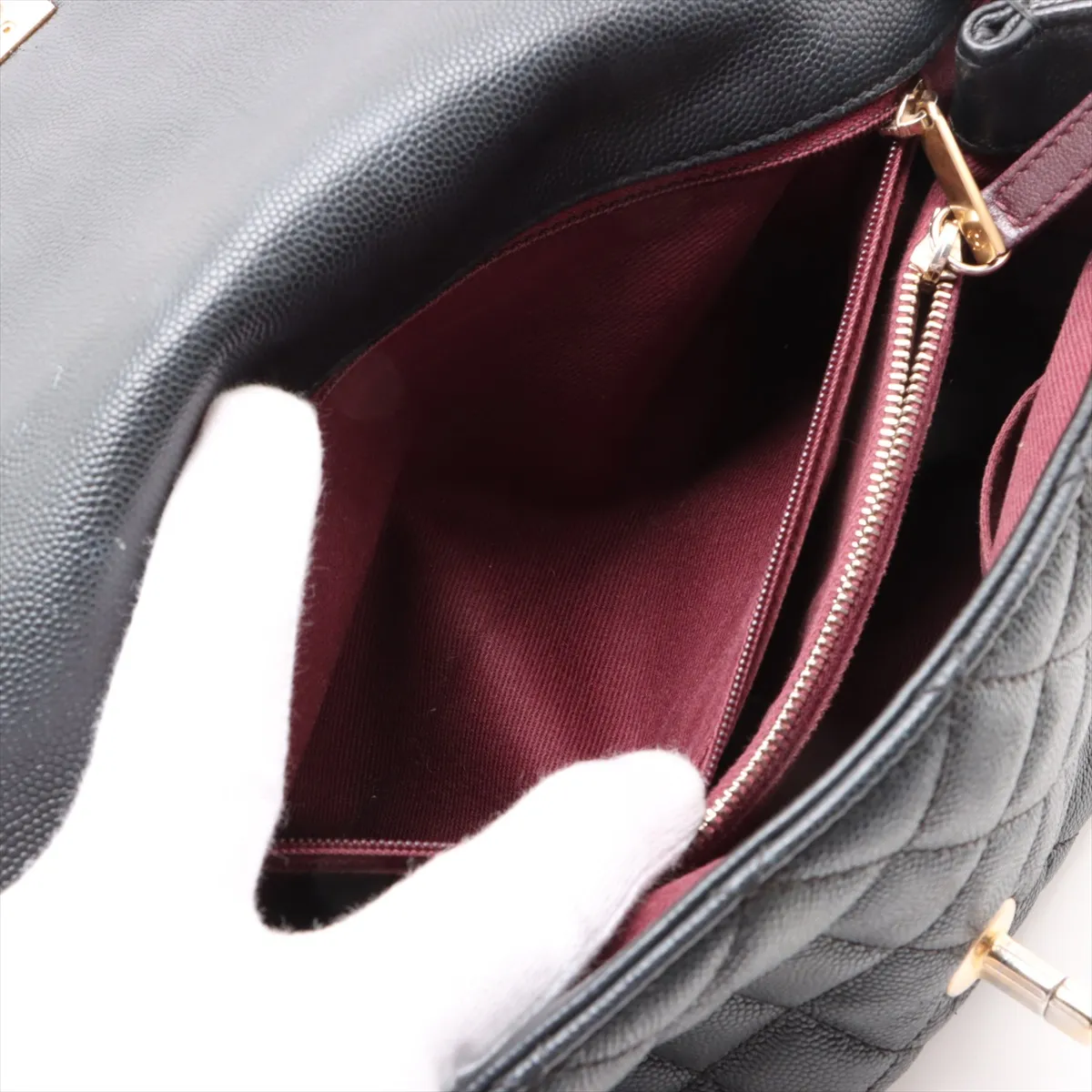 Coco Handle 29 S Caviar Skin 2WAY Handbag Black Gold Hardware 23770339 23rd Series A92991 — view 11