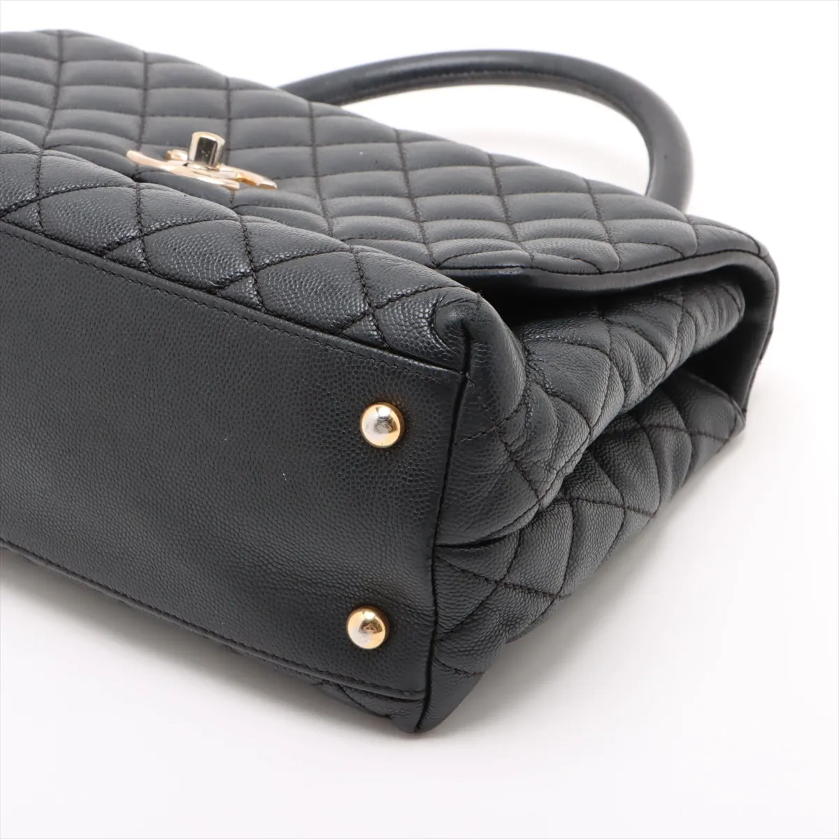 Coco Handle 29 S Caviar Skin 2WAY Handbag Black Gold Hardware 23770339 23rd Series A92991 — view 3