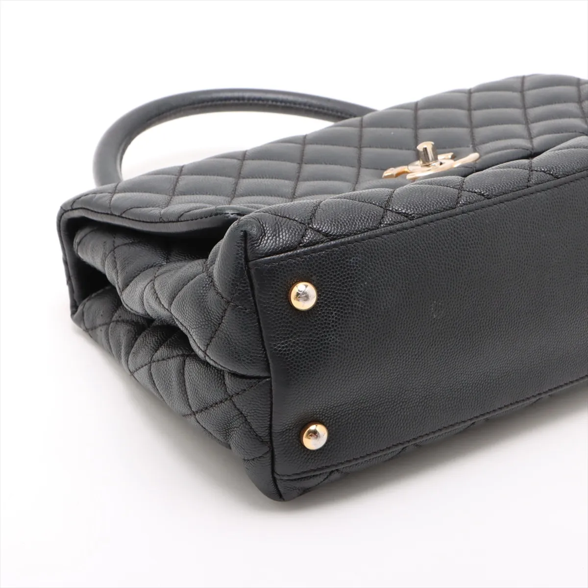 Coco Handle 29 S Caviar Skin 2WAY Handbag Black Gold Hardware 23770339 23rd Series A92991 — view 4
