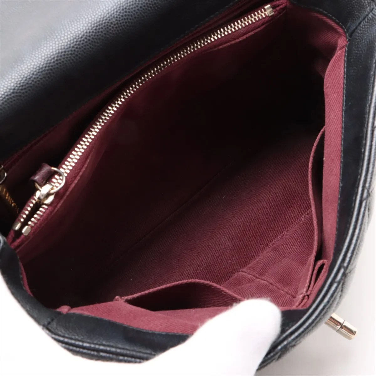 Coco Handle 29 S Caviar Skin 2WAY Handbag Black Gold Hardware 23770339 23rd Series A92991 — view 8