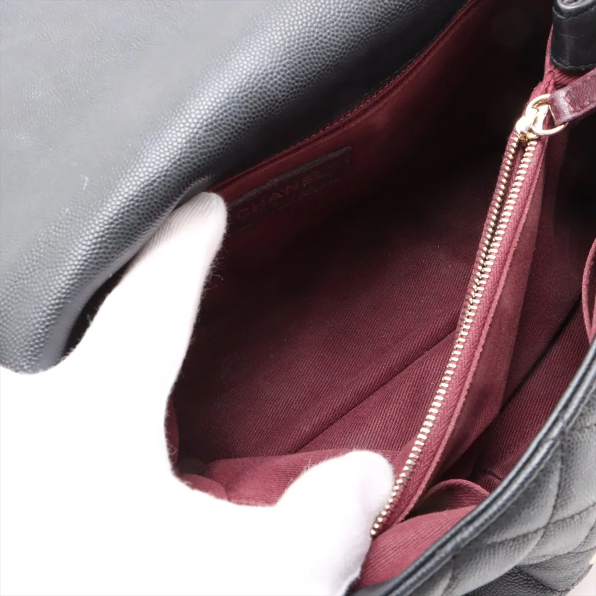 Coco Handle 29 S Caviar Skin 2WAY Handbag Black Gold Hardware 23770339 23rd Series A92991 — view 10