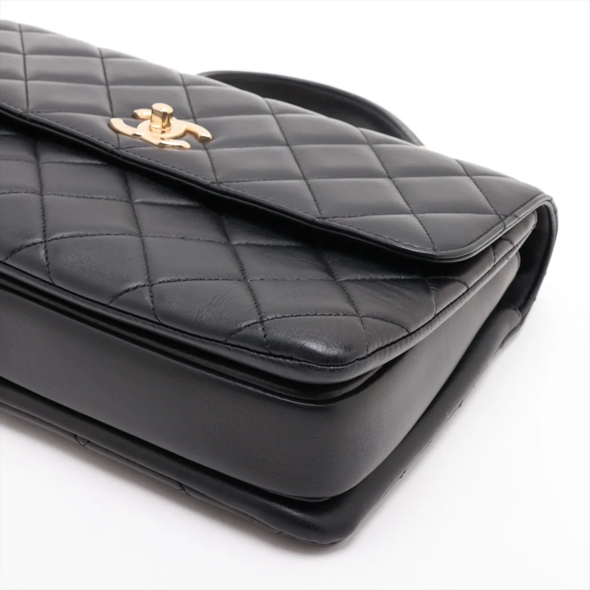 Trendy CC Lambskin 2-Way Handbag, Black with Gold Hardware, 27528943, serial number in the 27 range. — view 3