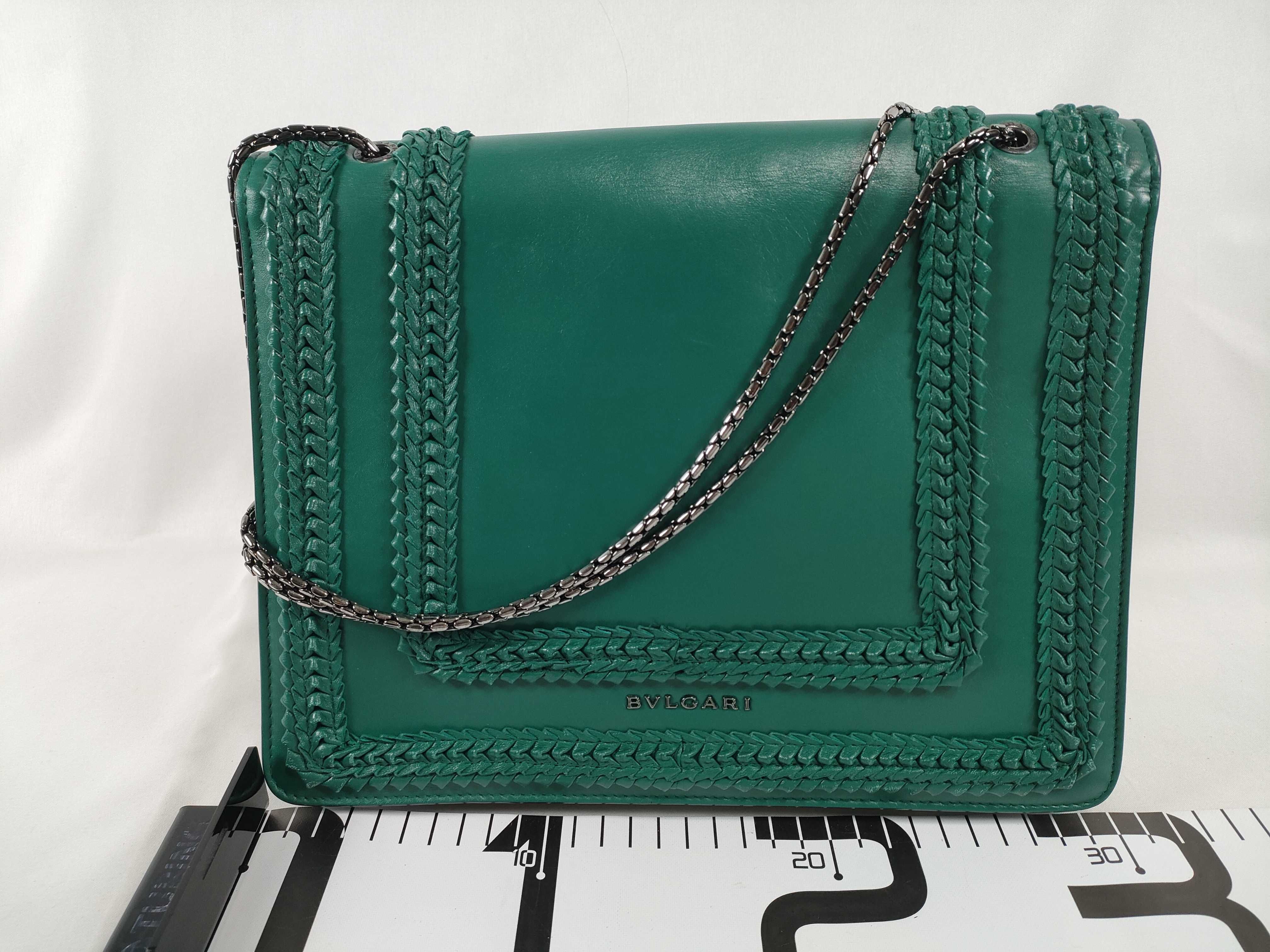Bulgari Serpenti Bicolor Leather Chain Shoulder Bag Green Shoulder Bag — view 2