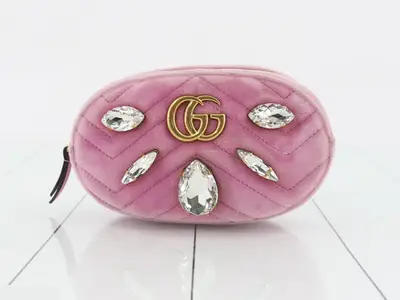 GG Marmont quilted velour pink belt bag (waist bag)