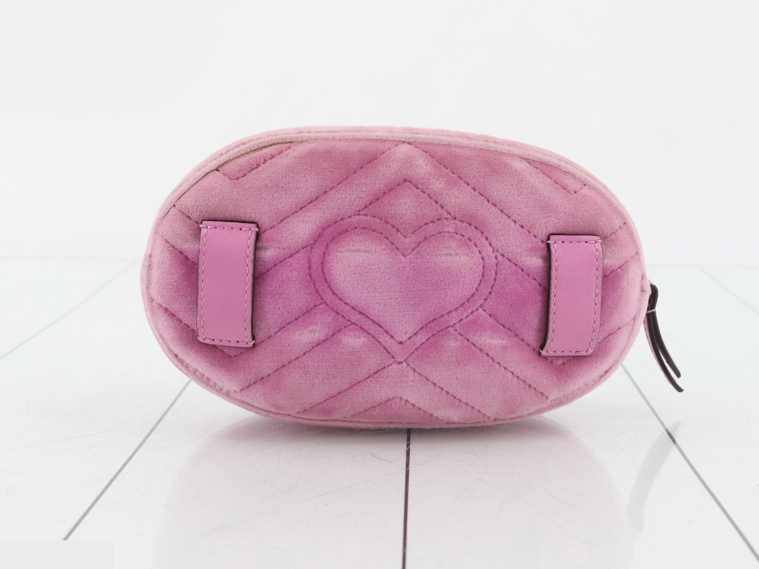 GG Marmont quilted velour pink belt bag (waist bag) — view 2