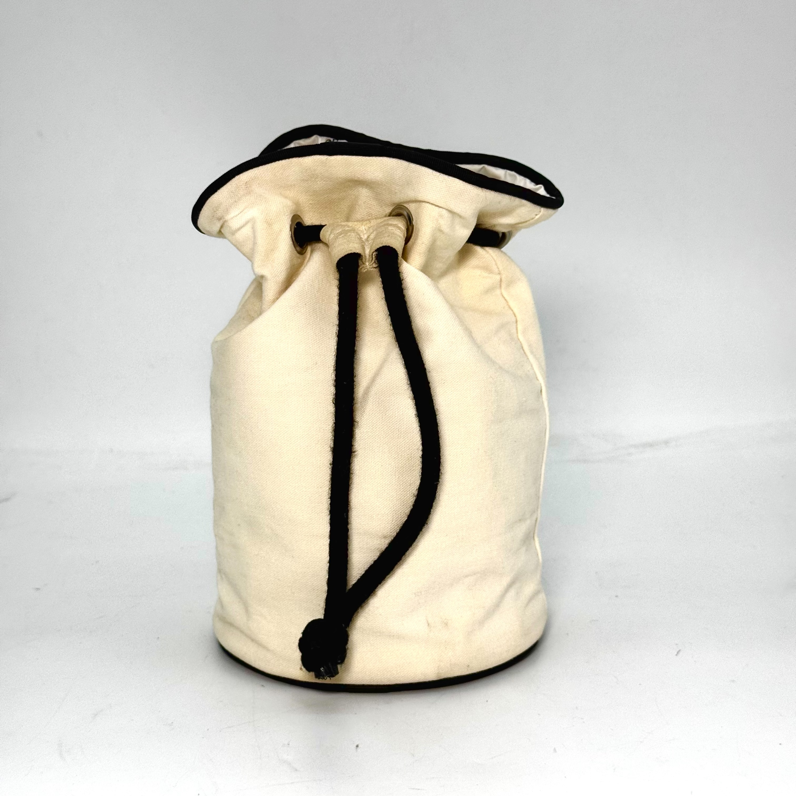 Canvas Drawstring Bag, White/Black, Novelty Pouch — view 2