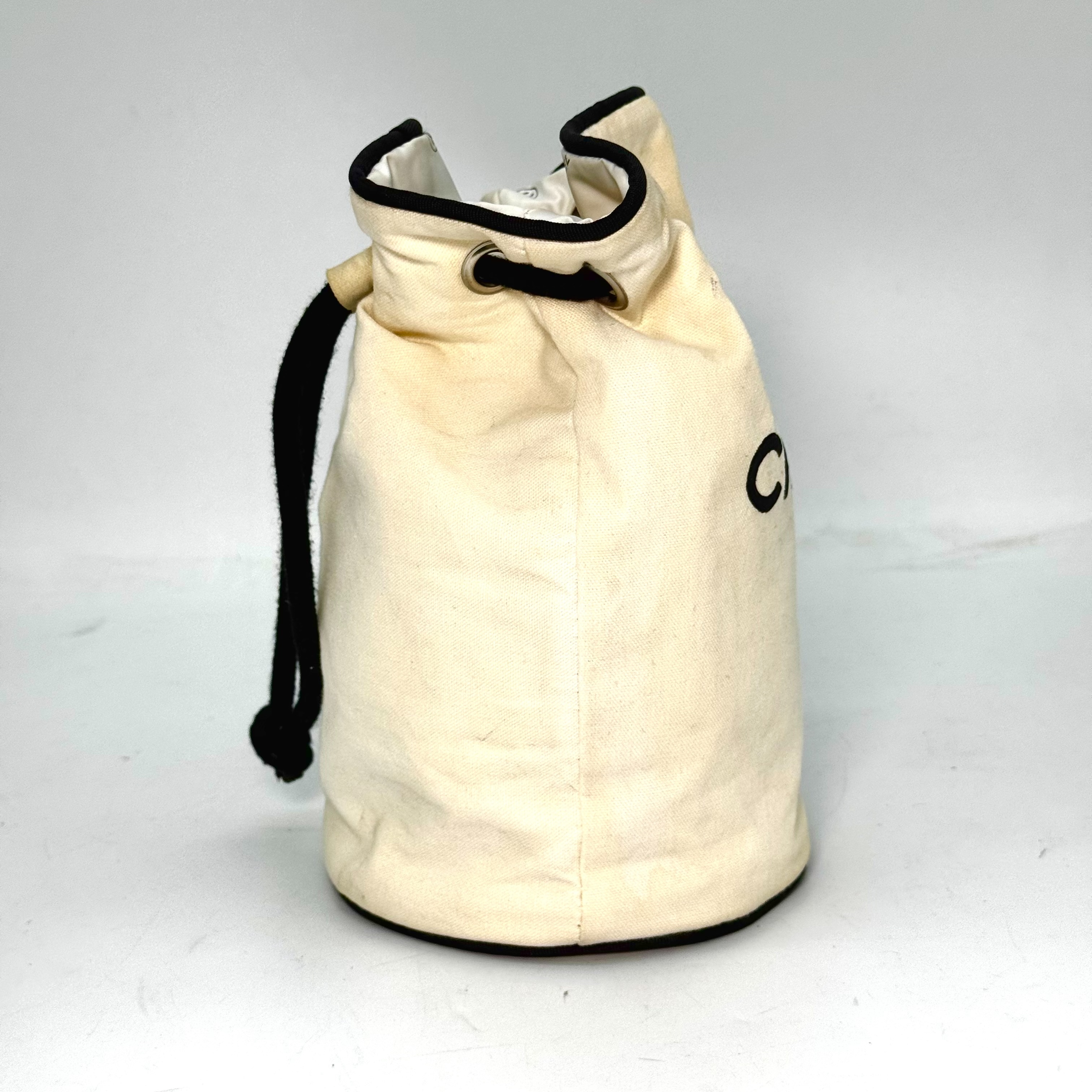 Canvas Drawstring Bag, White/Black, Novelty Pouch — view 4