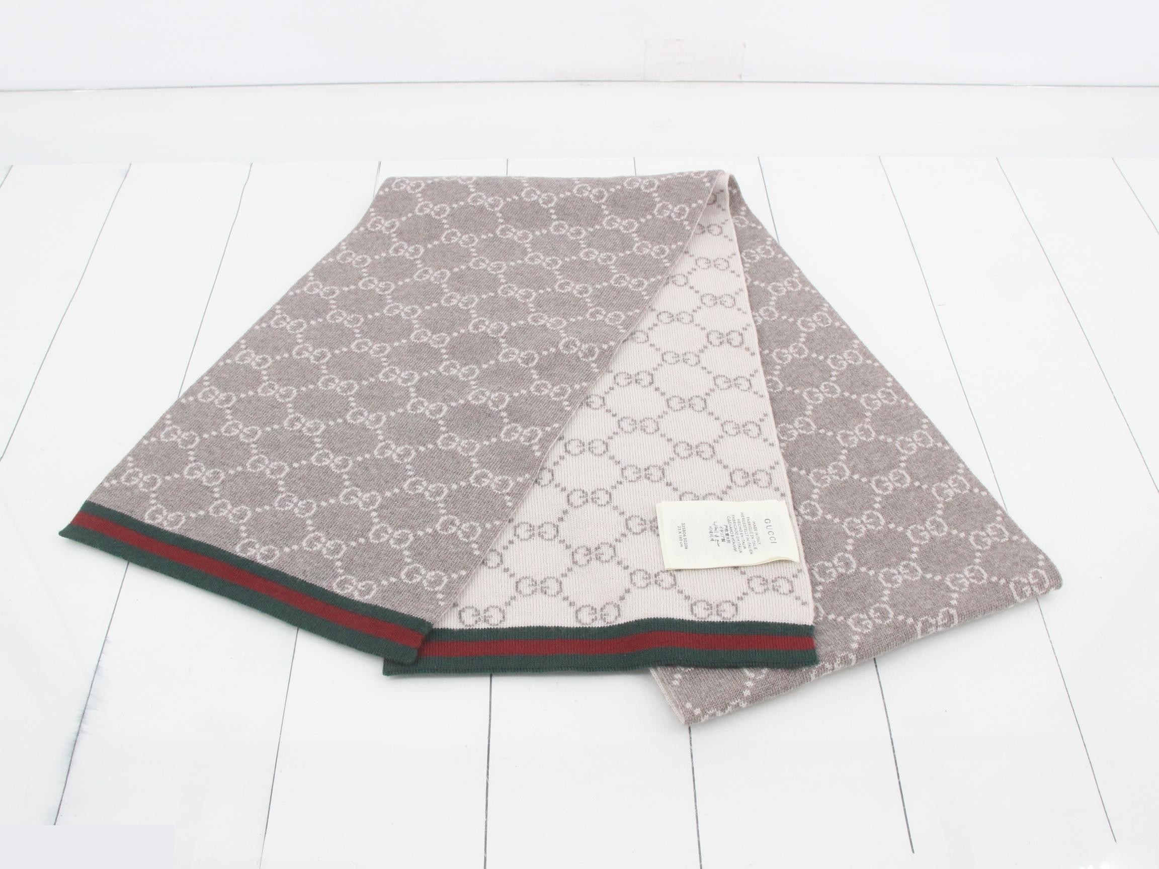GG pattern scarf, with sherry trim, ivory/beige. — view 2