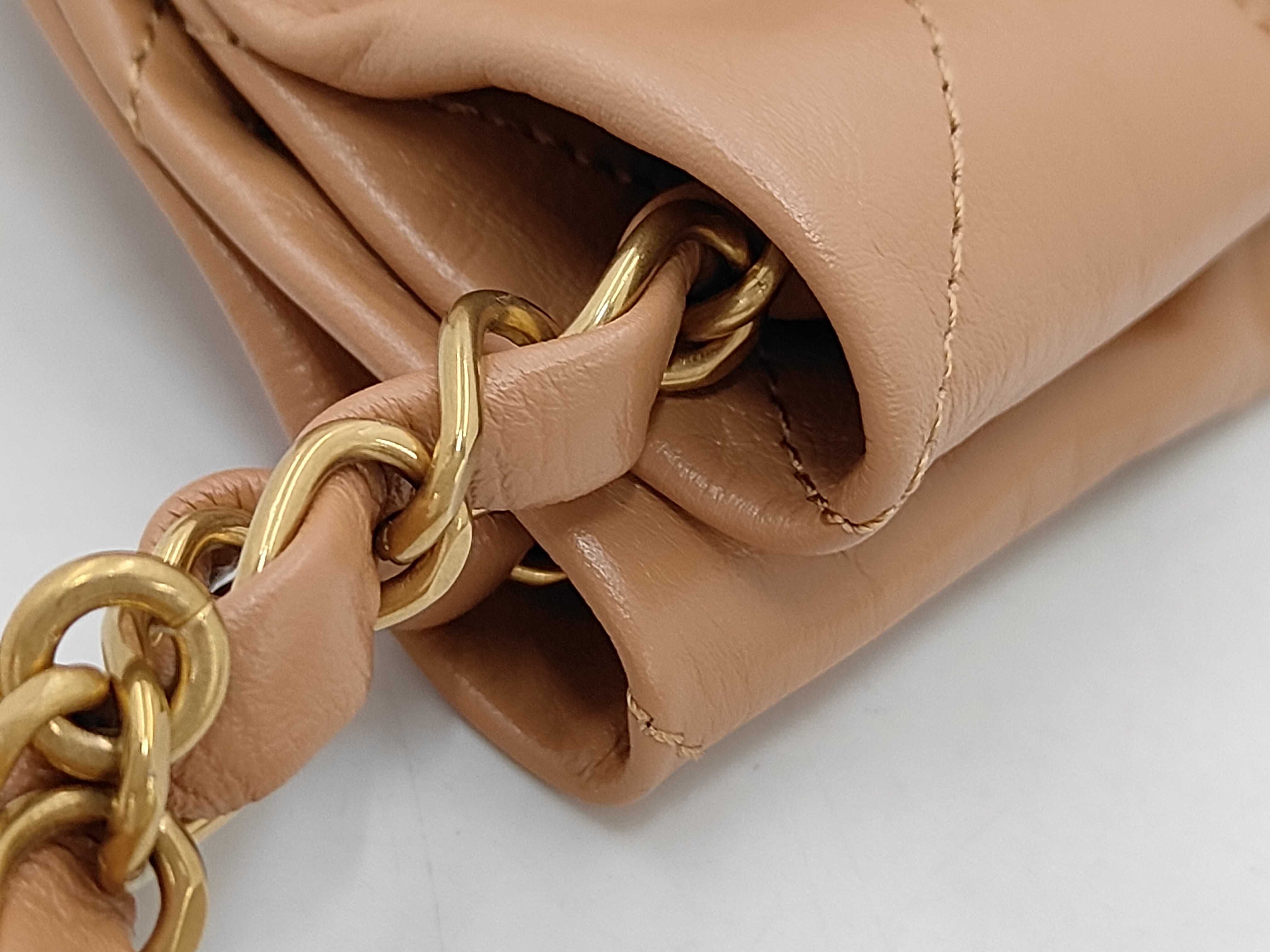 22 Small Shiny Calfskin Shoulder Bag in Beige with Gold Hardware (NXNC9LU0) — view 6