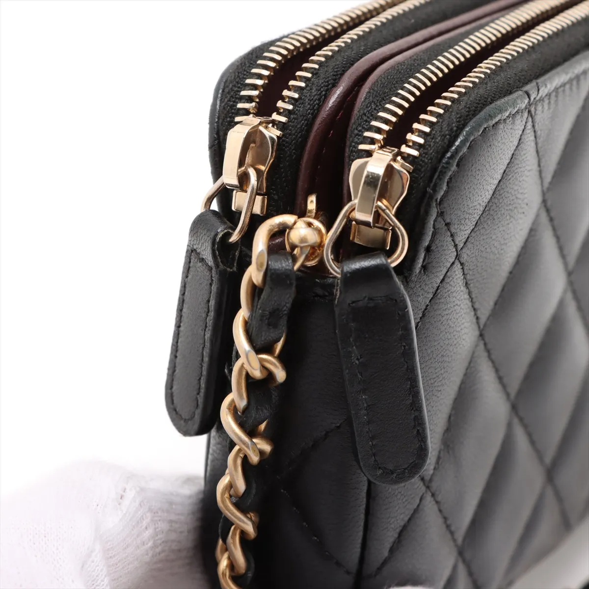 Matelasse Lambskin Chain Wallet Black Gold Hardware 27474802 No. 27 — view 11