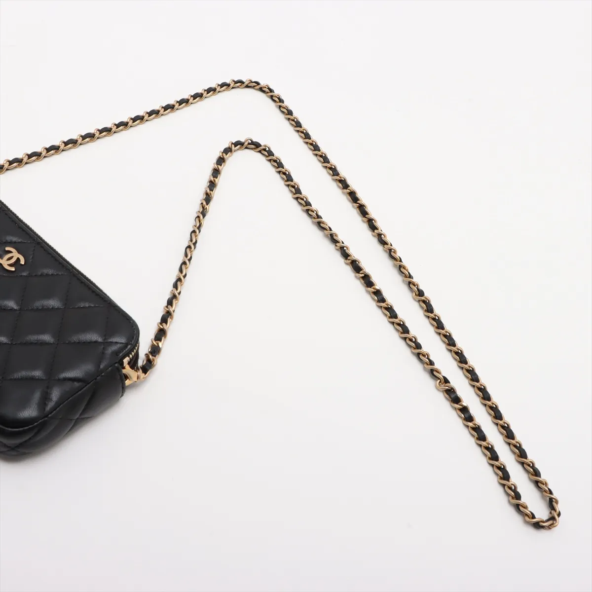 Matelasse Lambskin Chain Wallet Black Gold Hardware 27474802 No. 27 — view 5