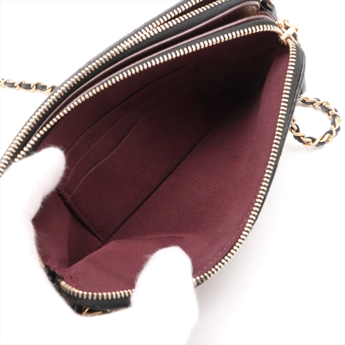 Matelasse Lambskin Chain Wallet Black Gold Hardware 27474802 No. 27 — view 6