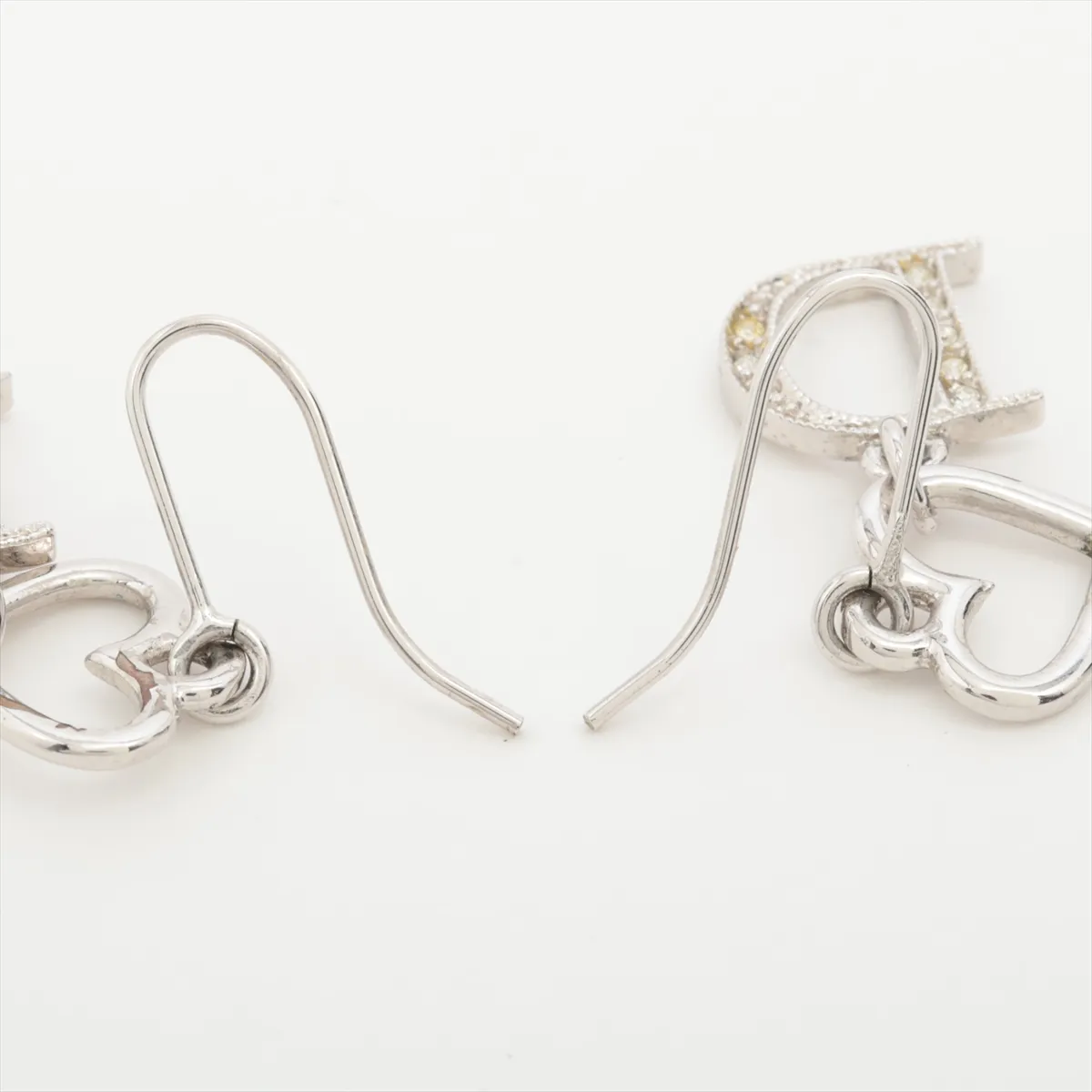 D logo earrings (for both ears) GP x Rhinestone Silver — view 4
