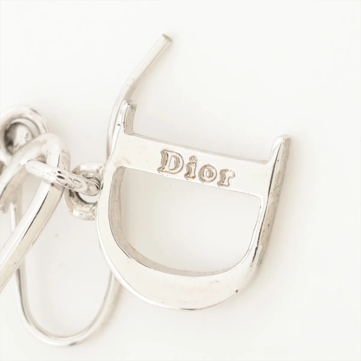 D logo earrings (for both ears) GP x Rhinestone Silver — view 5