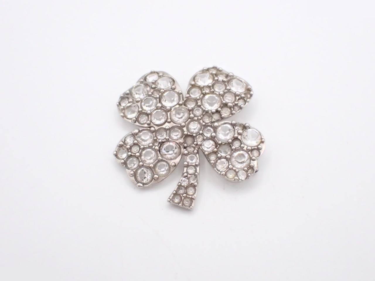 Coco Mark Brooch, Silver, Rhinestone