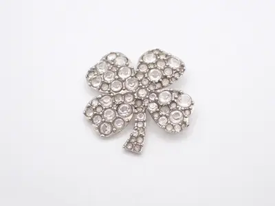 Coco Mark Brooch, Silver, Rhinestone