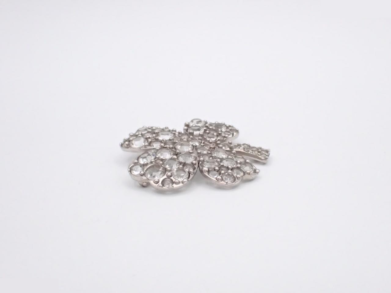 Coco Mark Brooch, Silver, Rhinestone — view 3