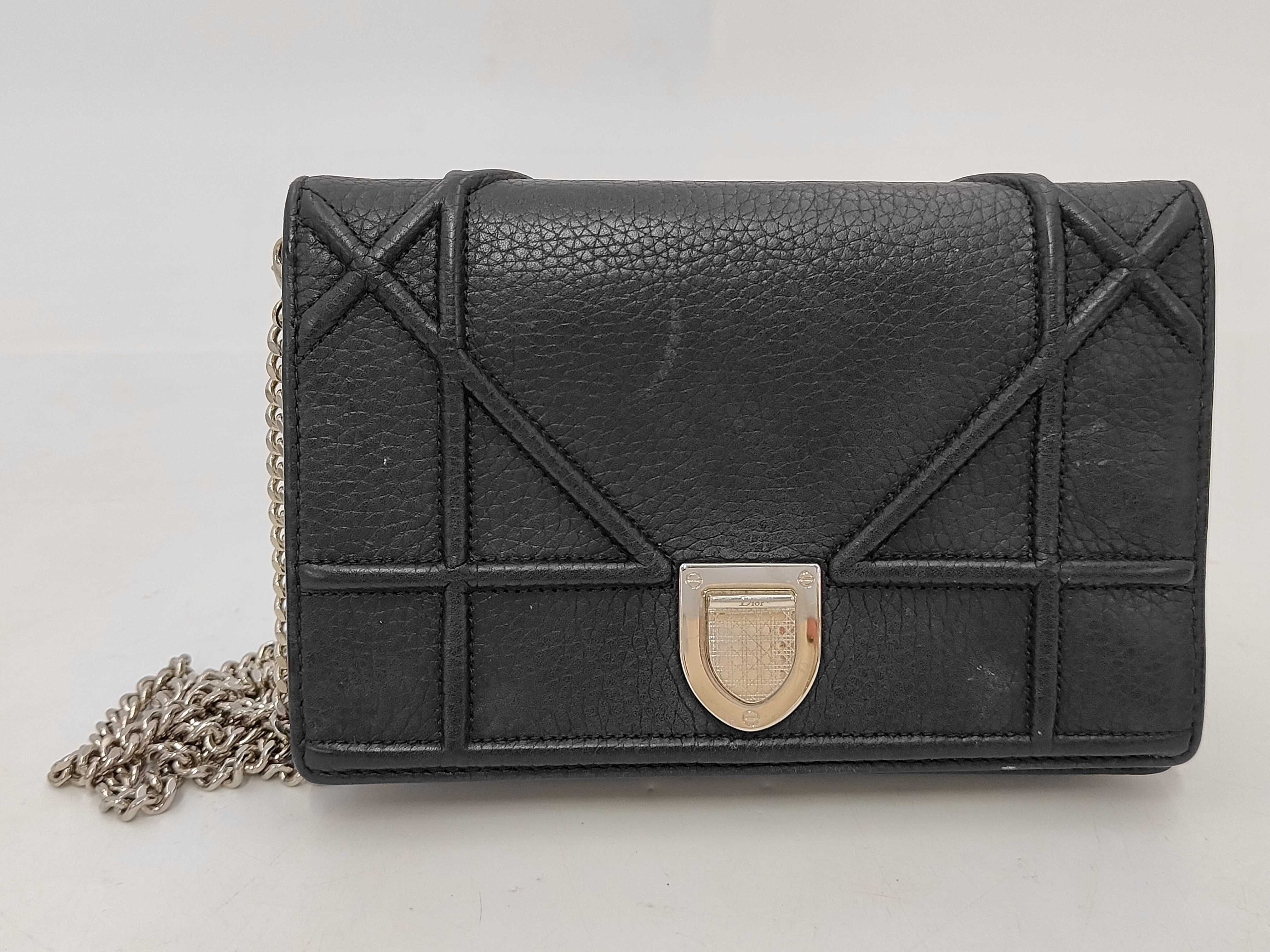 DIORAMA Leather Chain Shoulder Bag, Black