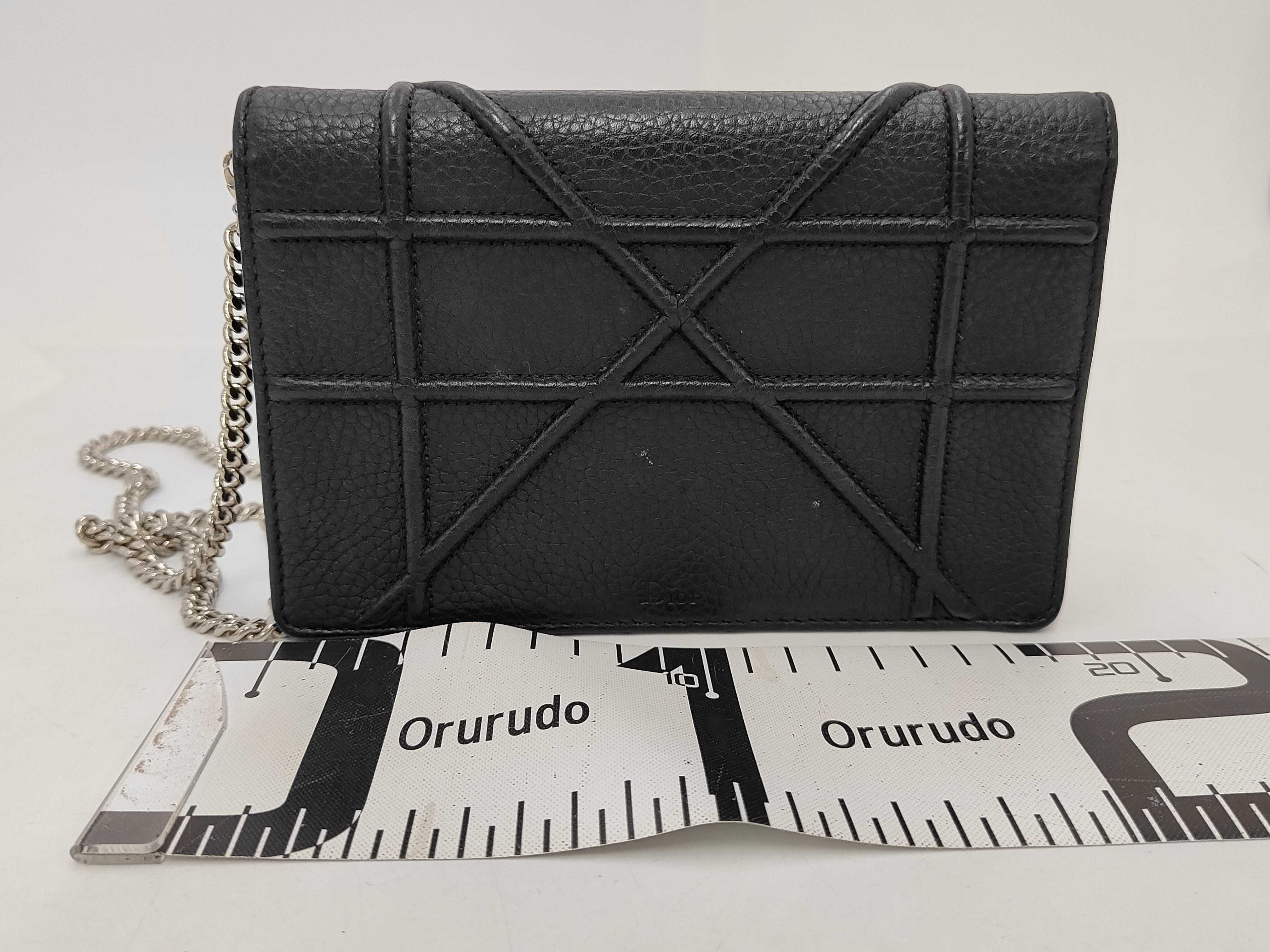 DIORAMA Leather Chain Shoulder Bag, Black — view 2