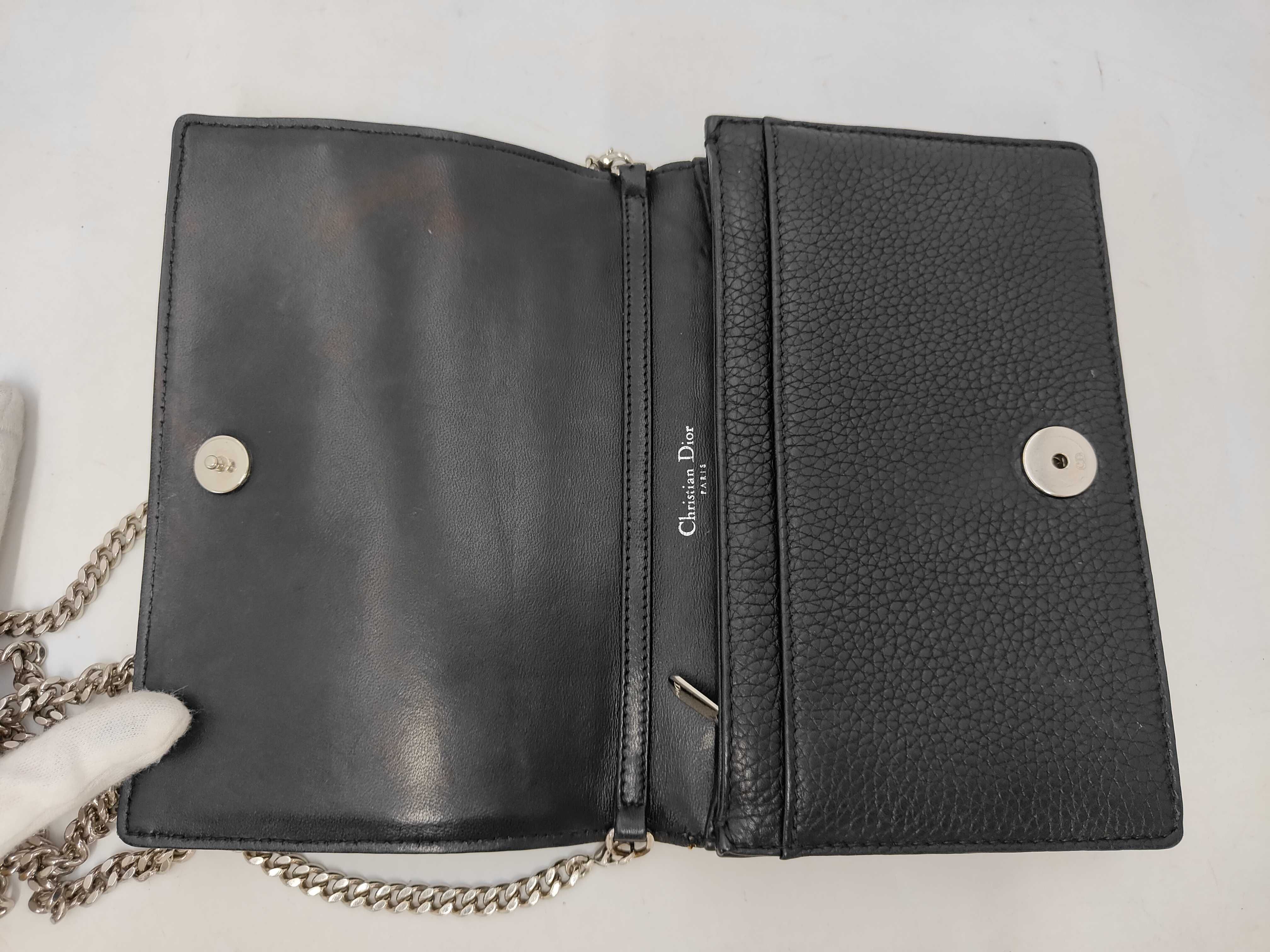 DIORAMA Leather Chain Shoulder Bag, Black — view 8