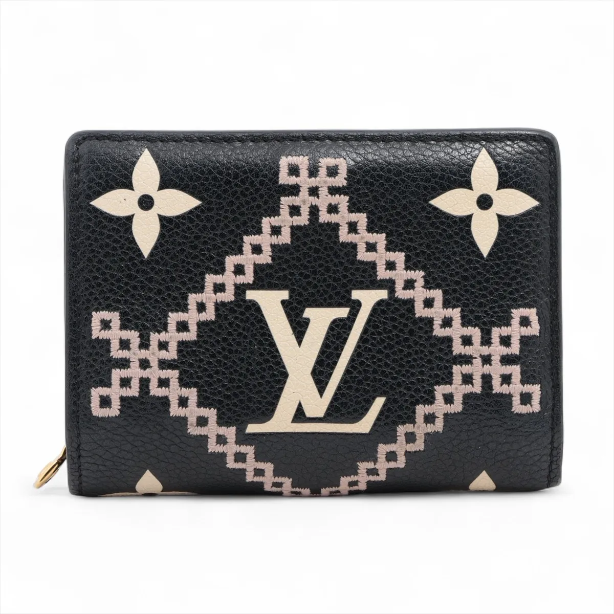Monogram Empreinte Broderie Portefeuille Claire M81139 Black Compact Wallet (RFID detected)