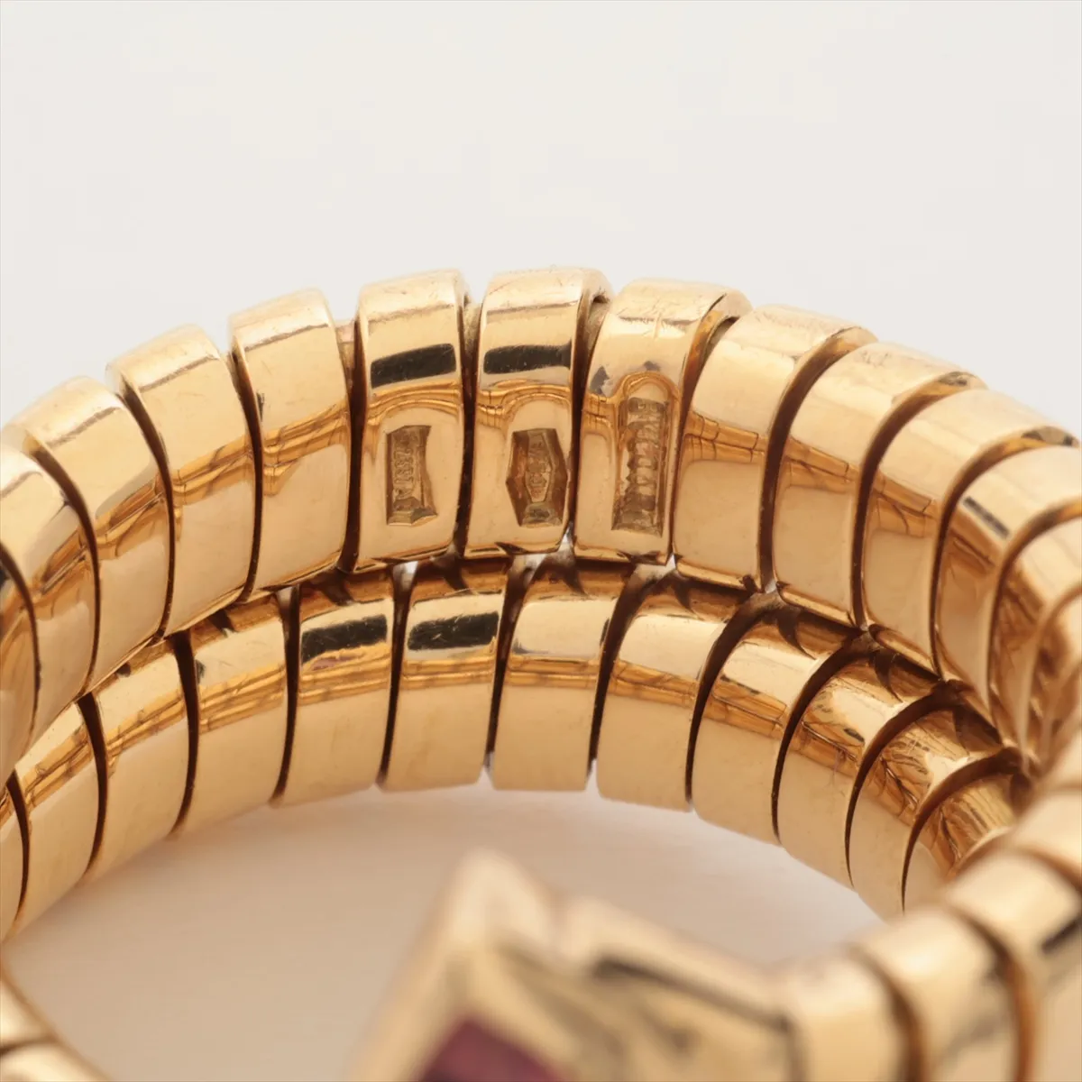 Tubogas Snake Pink Tourmaline Ring, 750 (Yellow Gold), 15.3g. — view 3