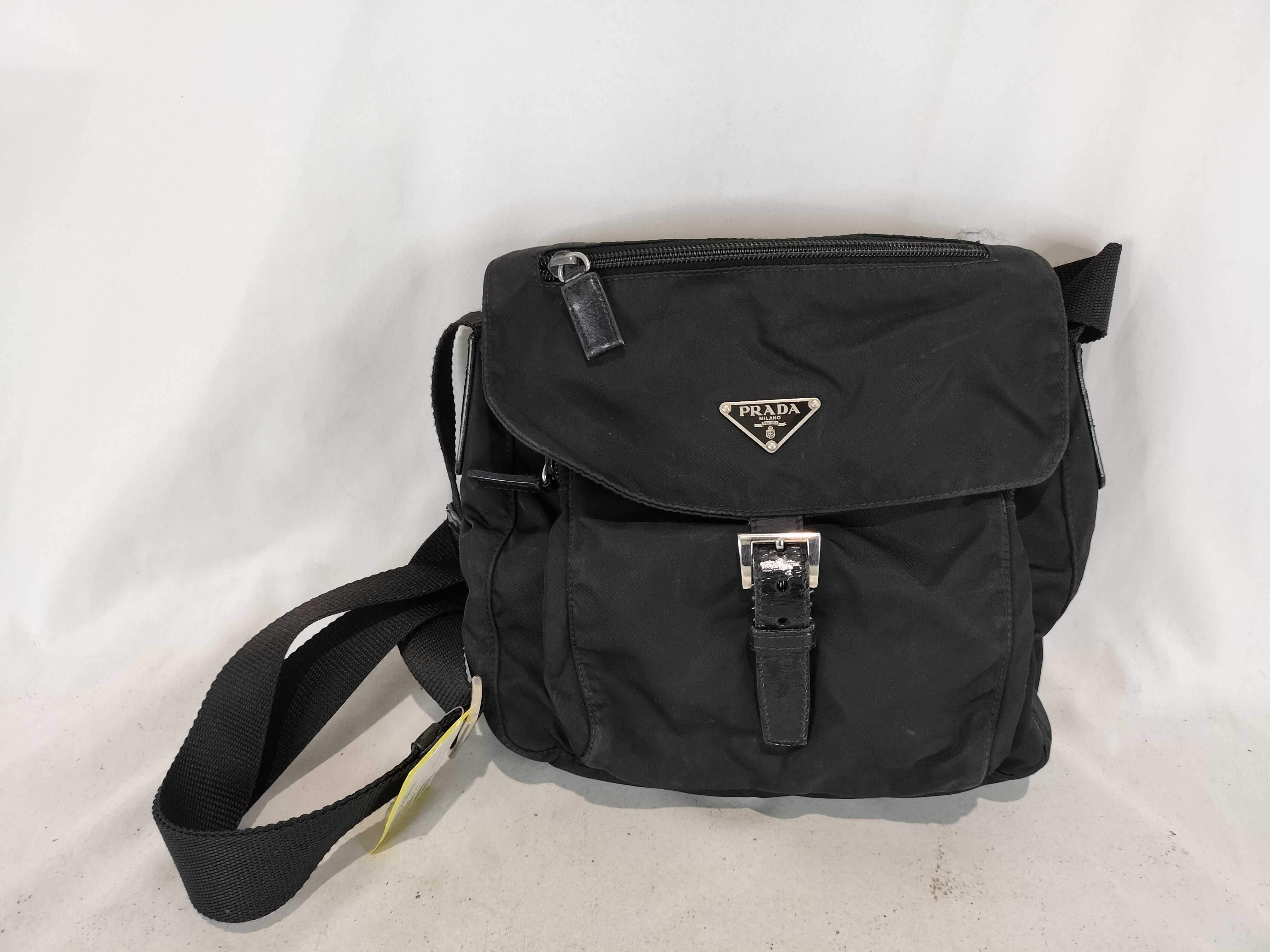 Nylon Shoulder Bag with Triangular Plate