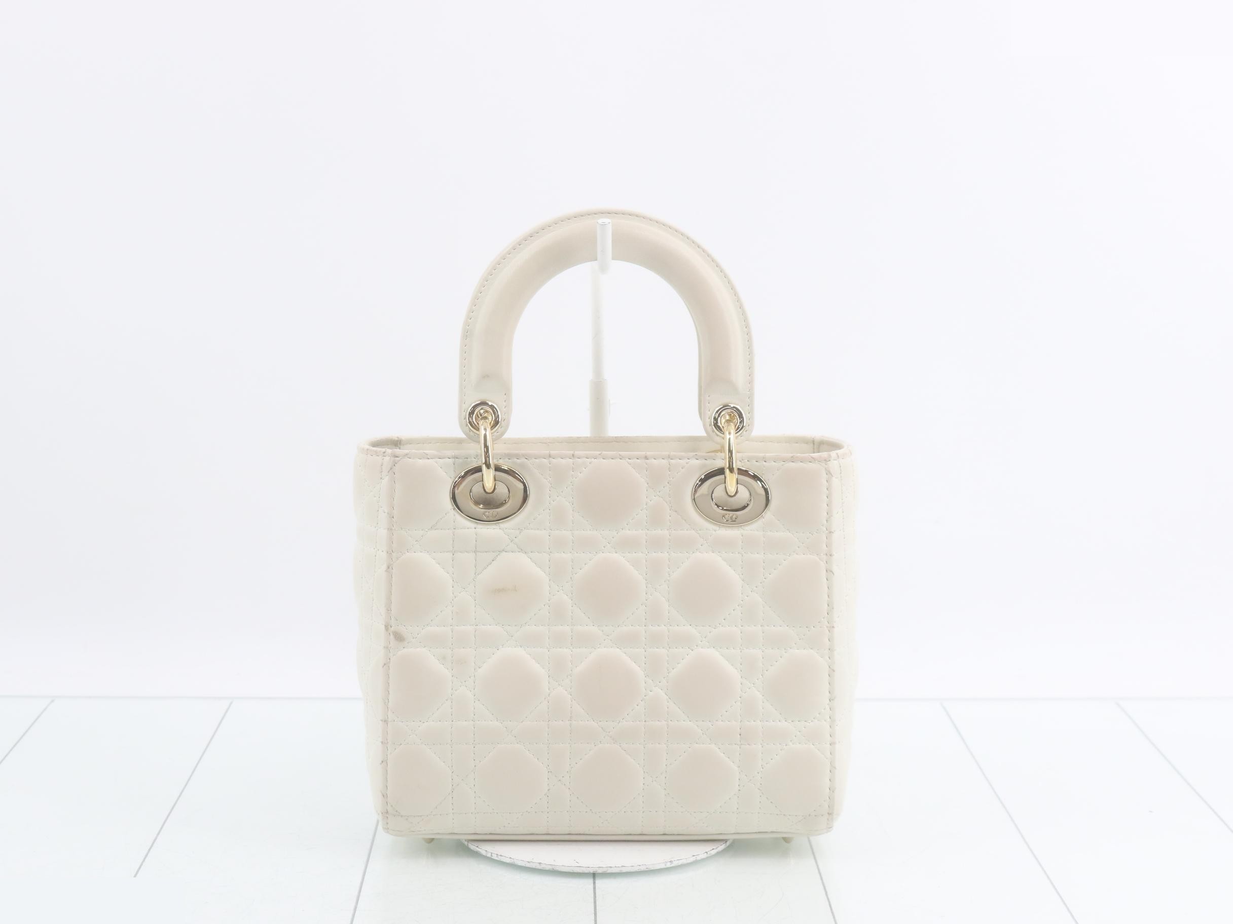 Lady Dior Small White Lambskin Bag/Handbag — view 2