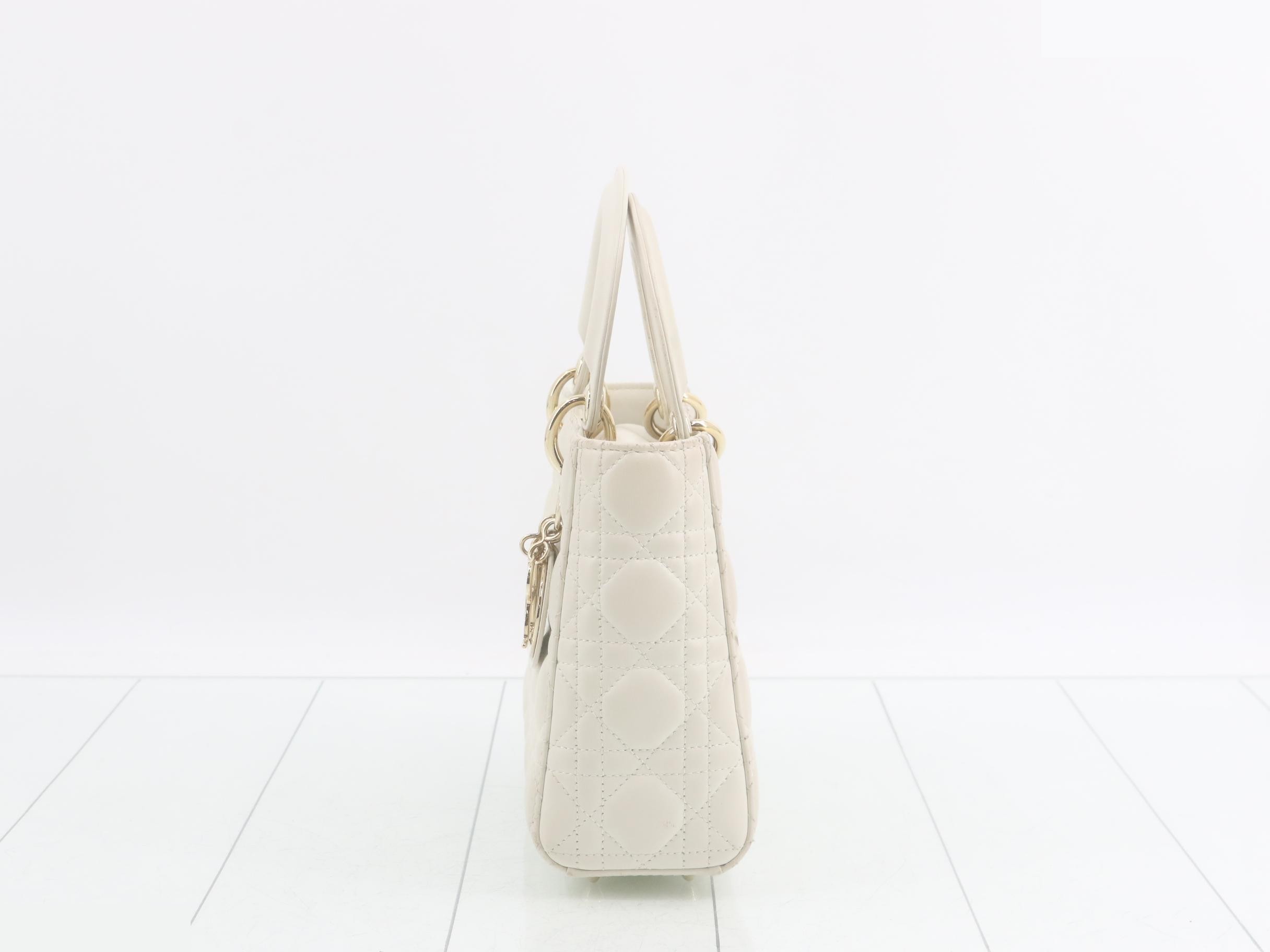 Lady Dior Small White Lambskin Bag/Handbag — view 3