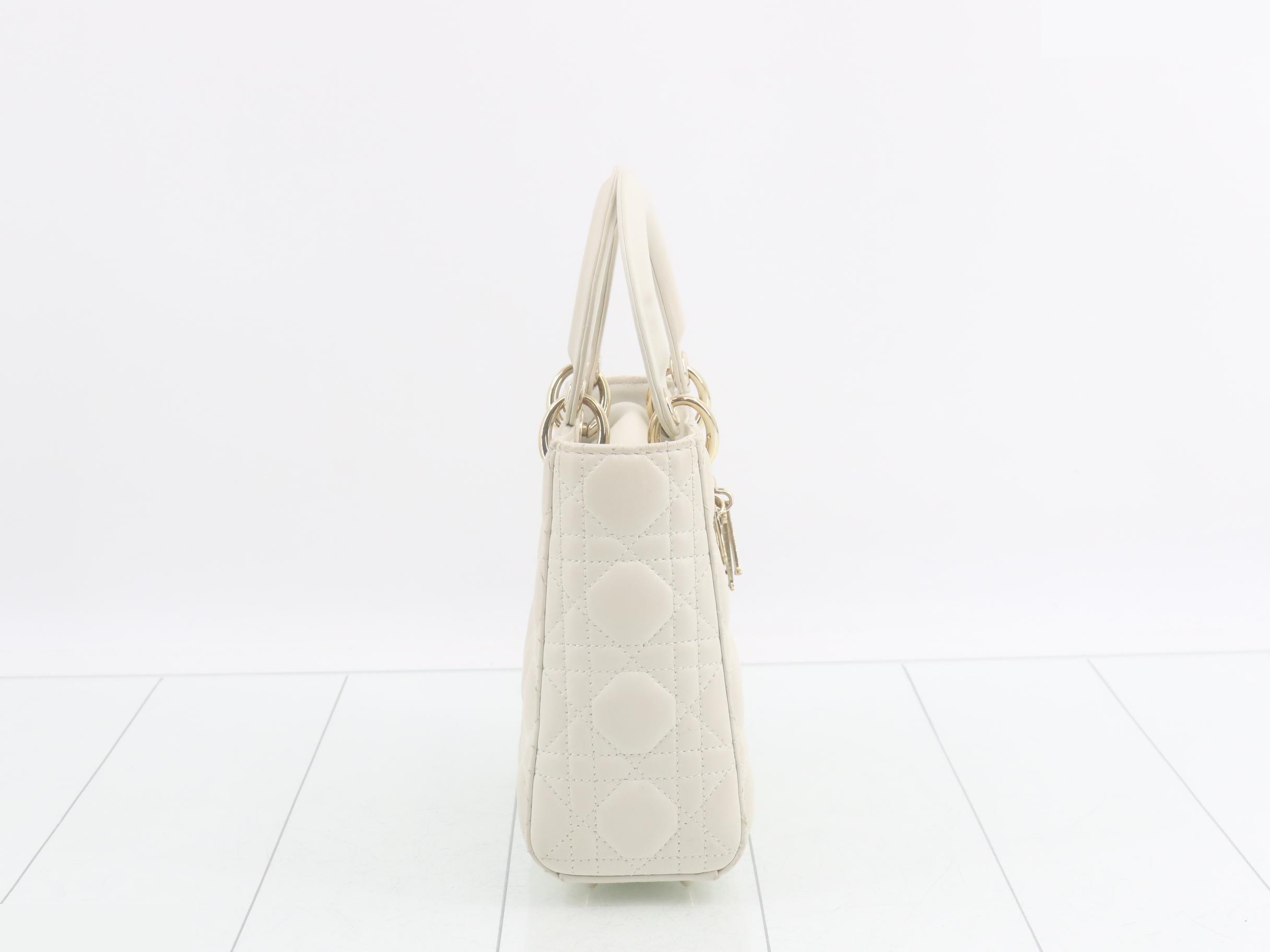 Lady Dior Small White Lambskin Bag/Handbag — view 4