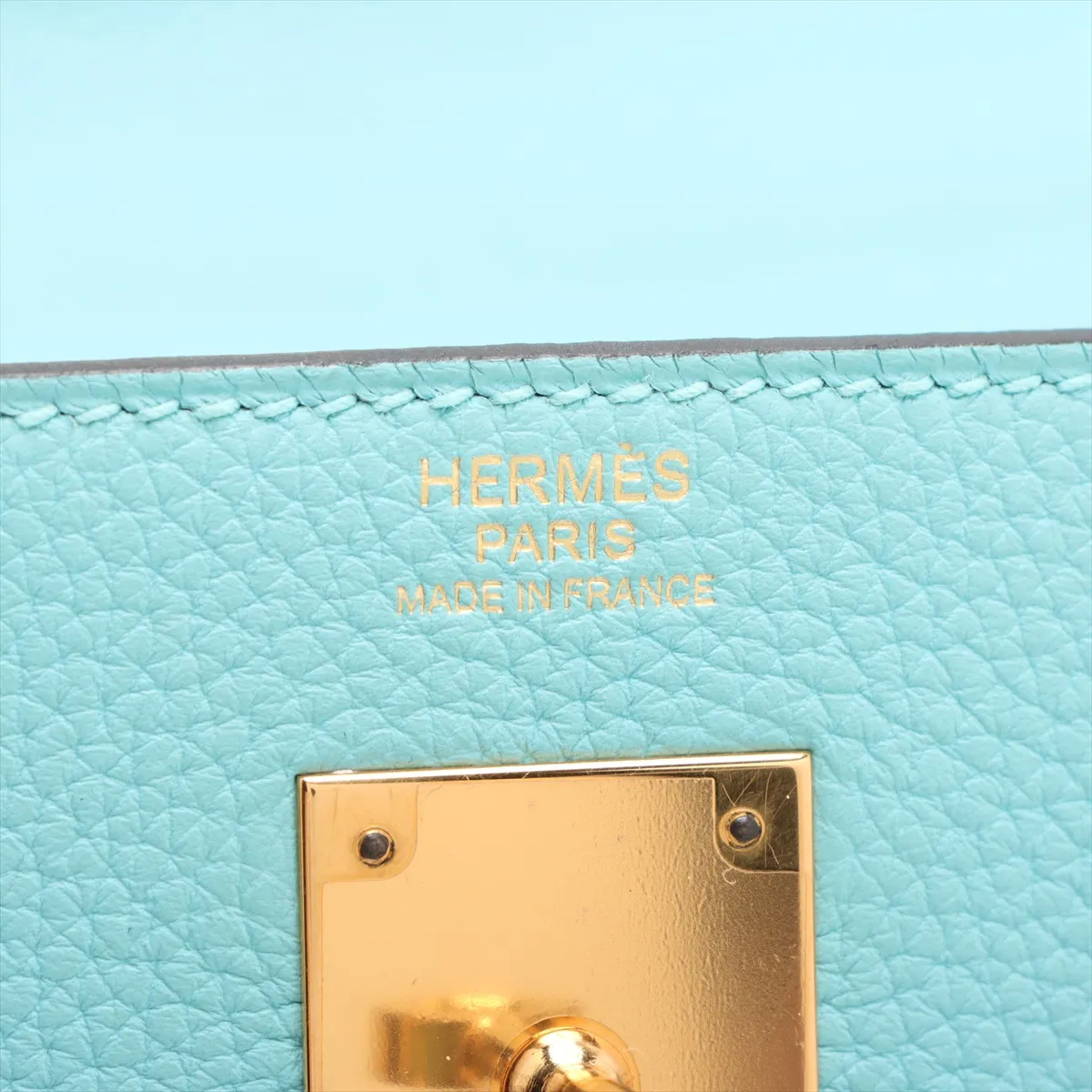 [Individually wrapped] Hermes Kelly 32 LeTourne Taurillon Clemence Blue Atoll Gold hardware T:2015 — view 12