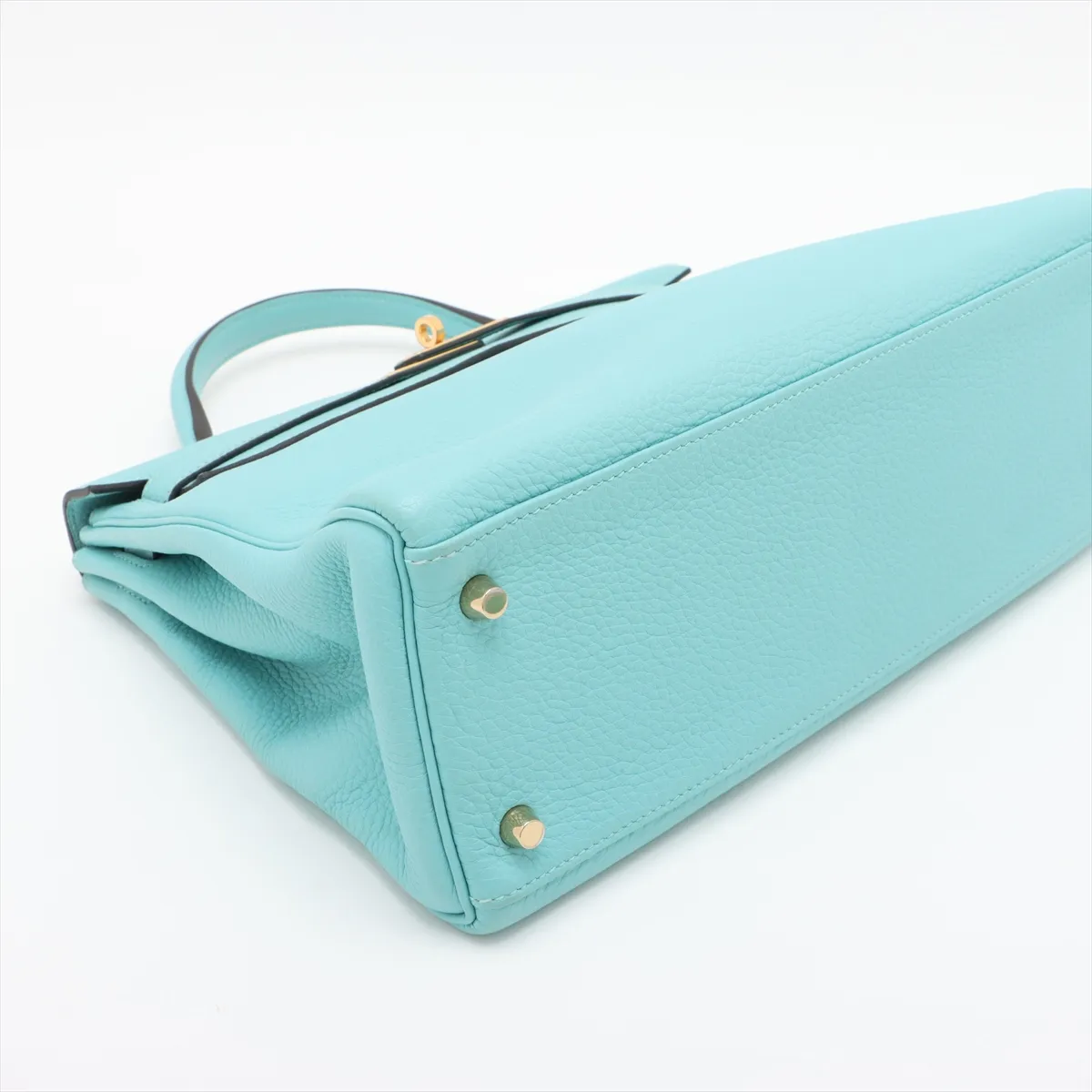 [Individually wrapped] Hermes Kelly 32 LeTourne Taurillon Clemence Blue Atoll Gold hardware T:2015 — view 4