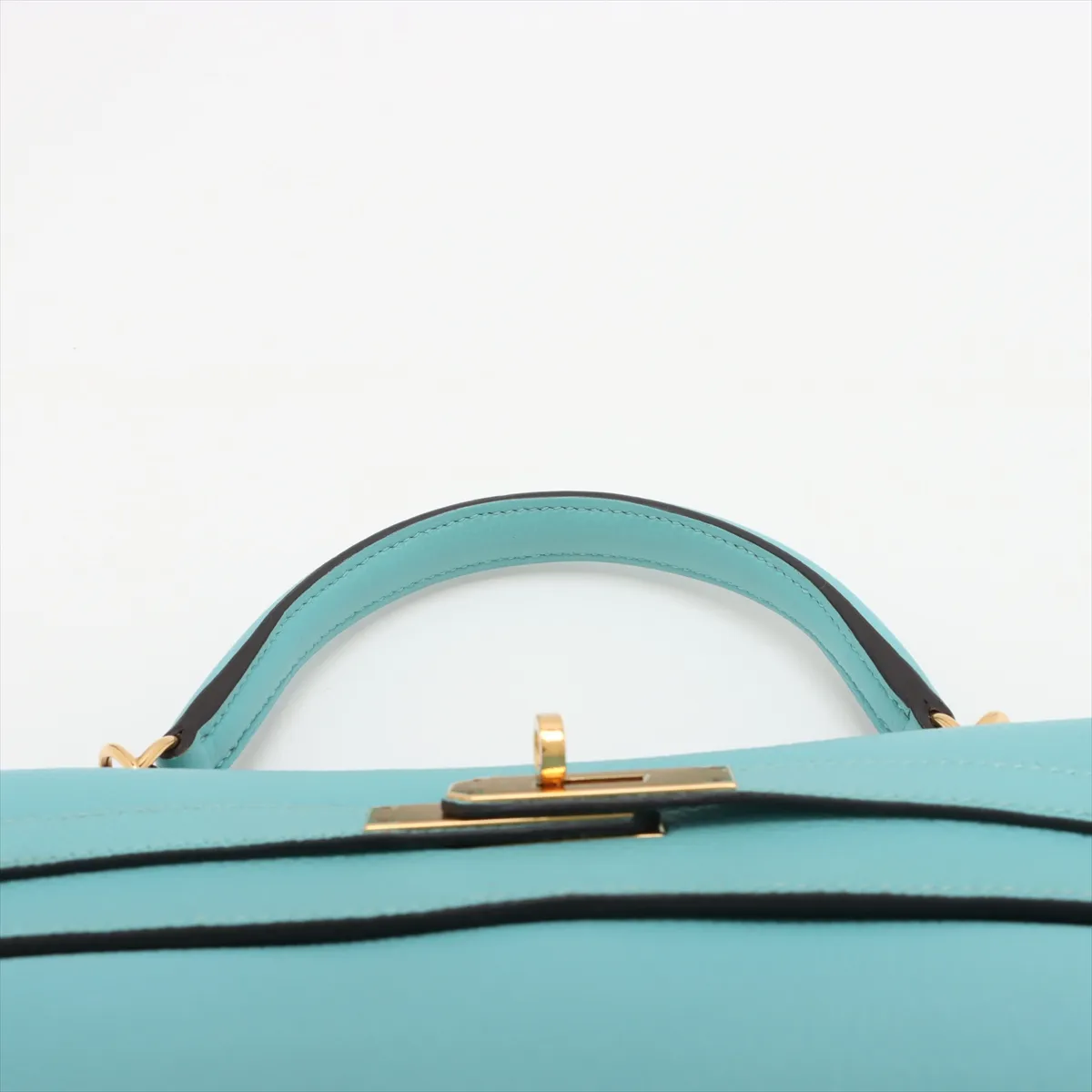 [Individually wrapped] Hermes Kelly 32 LeTourne Taurillon Clemence Blue Atoll Gold hardware T:2015 — view 6