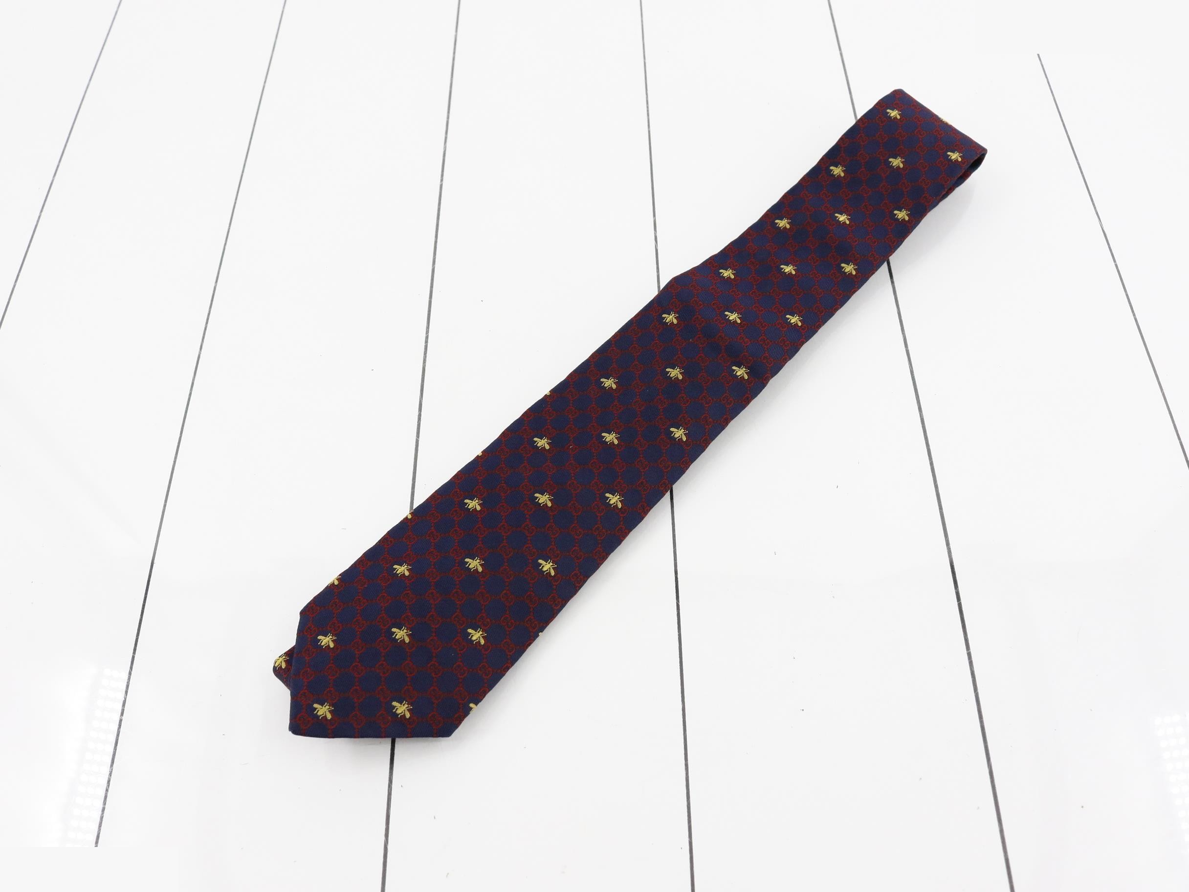 tie, navy with GG pattern.