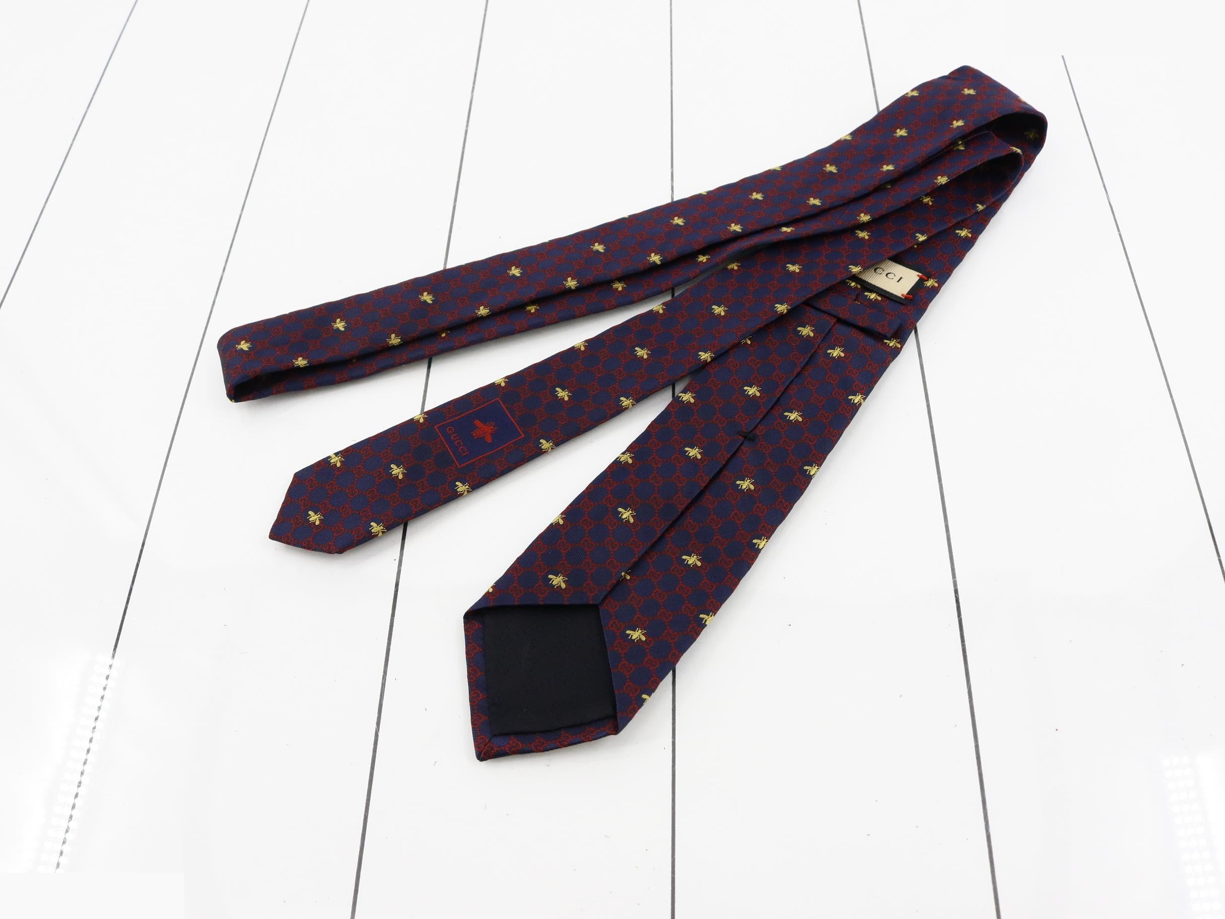 tie, navy with GG pattern. — view 2