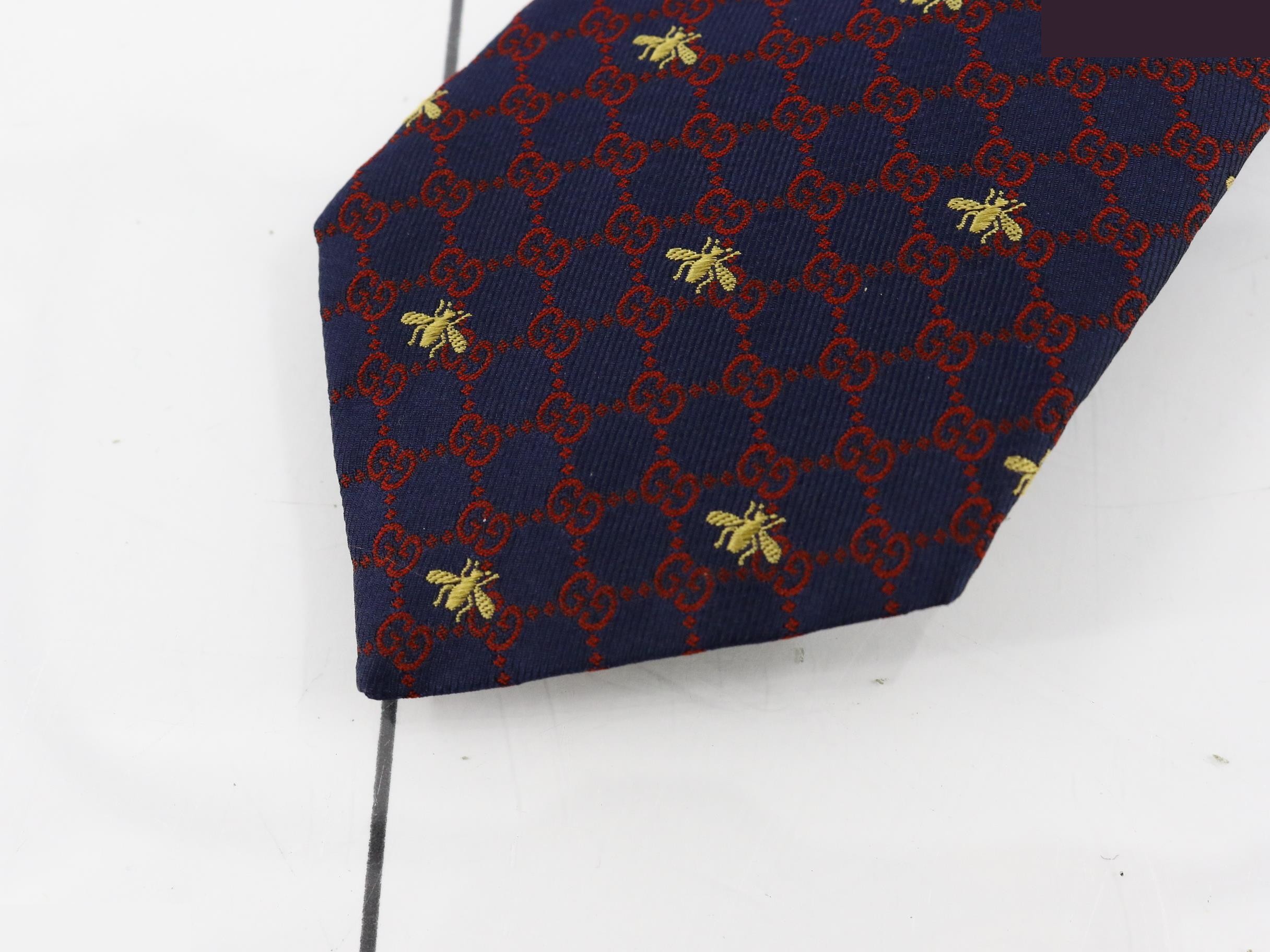 tie, navy with GG pattern. — view 3