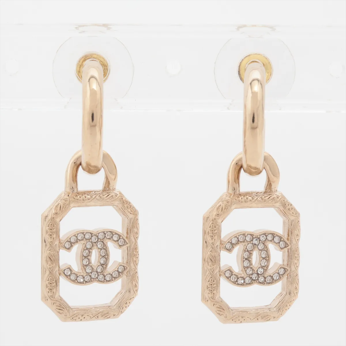 Coco Mark B23K Earrings (Pair) GP x Rhinestone Gold - — view 2