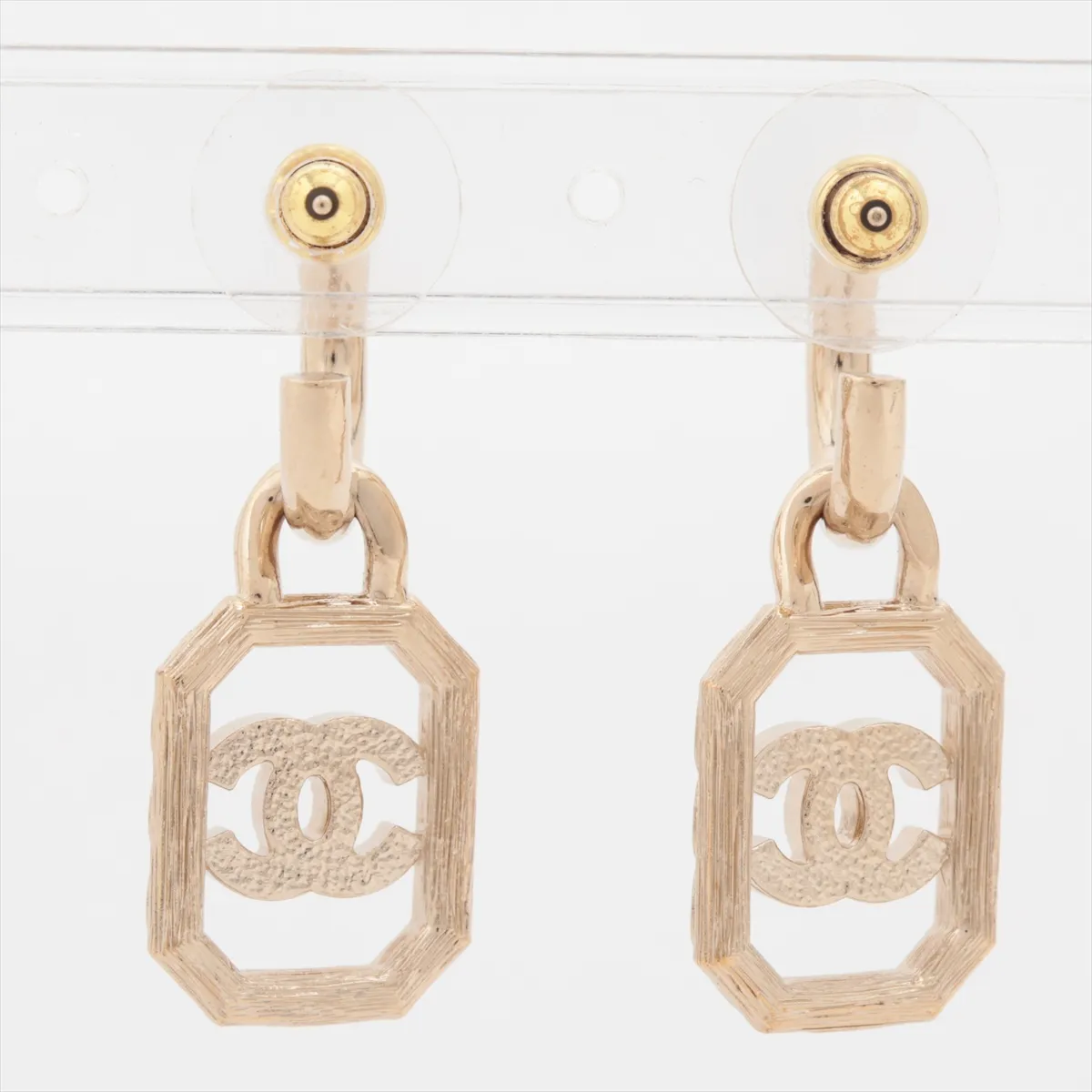 Coco Mark B23K Earrings (Pair) GP x Rhinestone Gold - — view 3