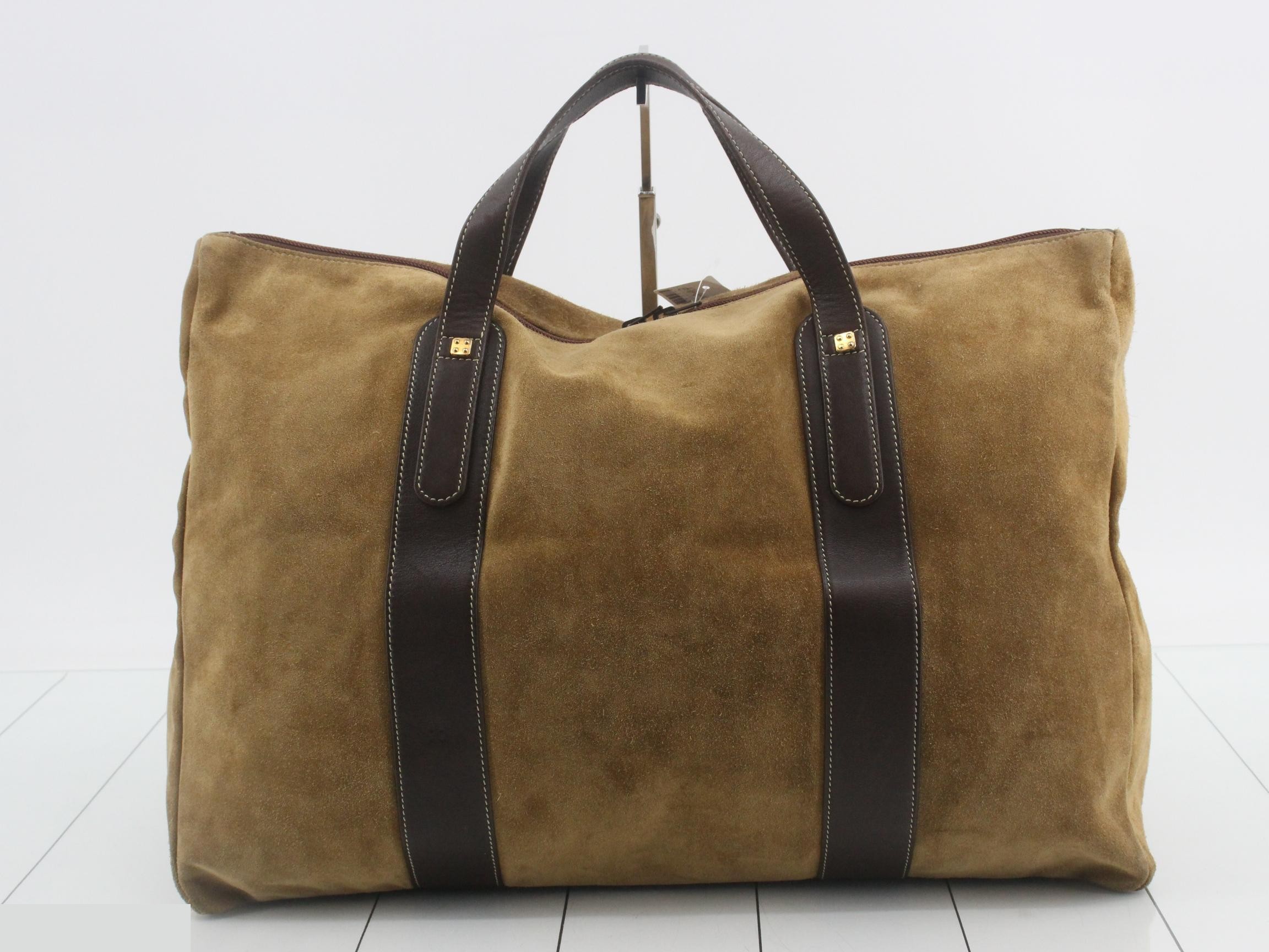Boston bag, suede leather, khaki brown — view 2