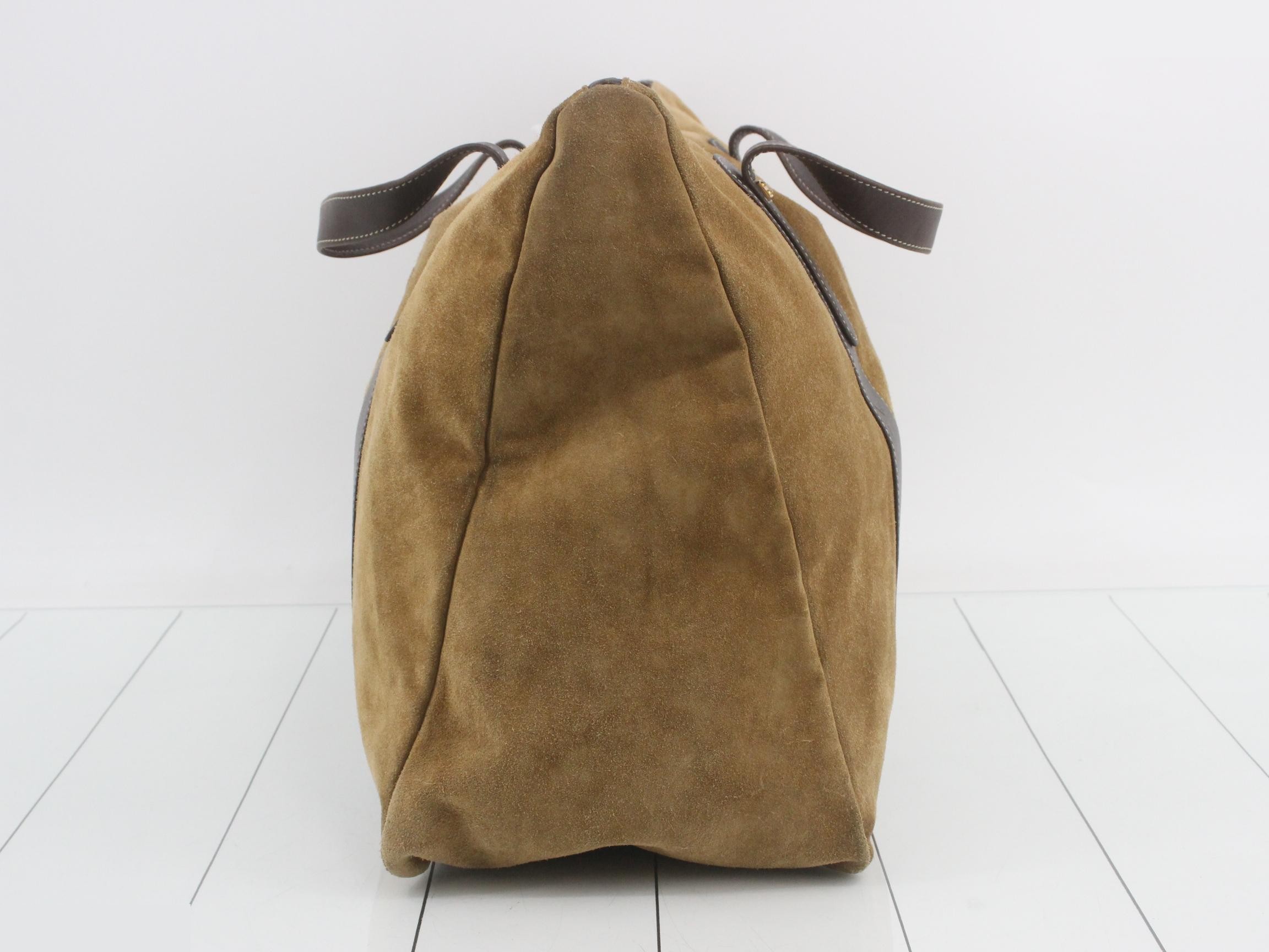 Boston bag, suede leather, khaki brown — view 3