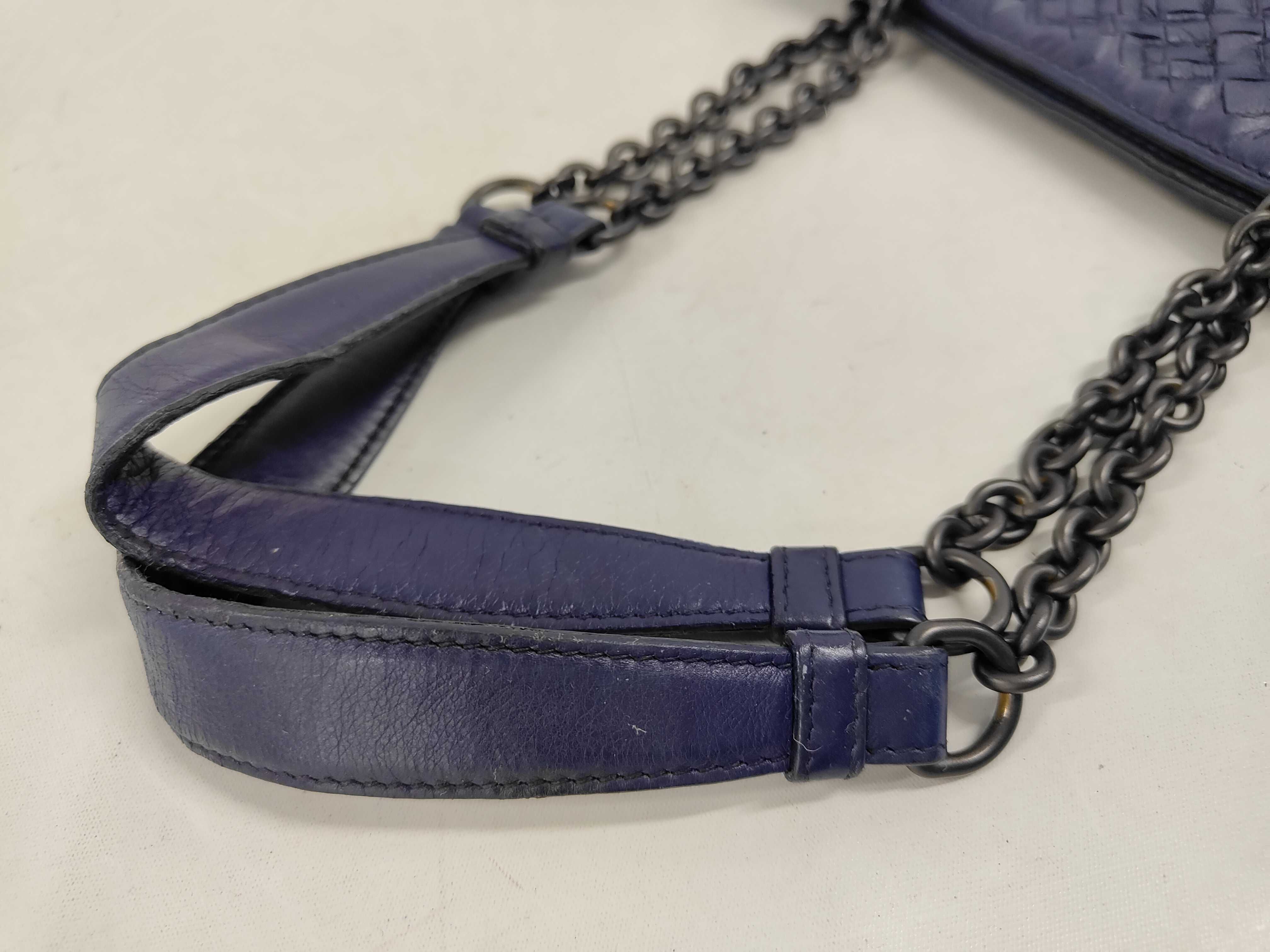 Intrecciato Leather Chain Tote Bag, Purple — view 5