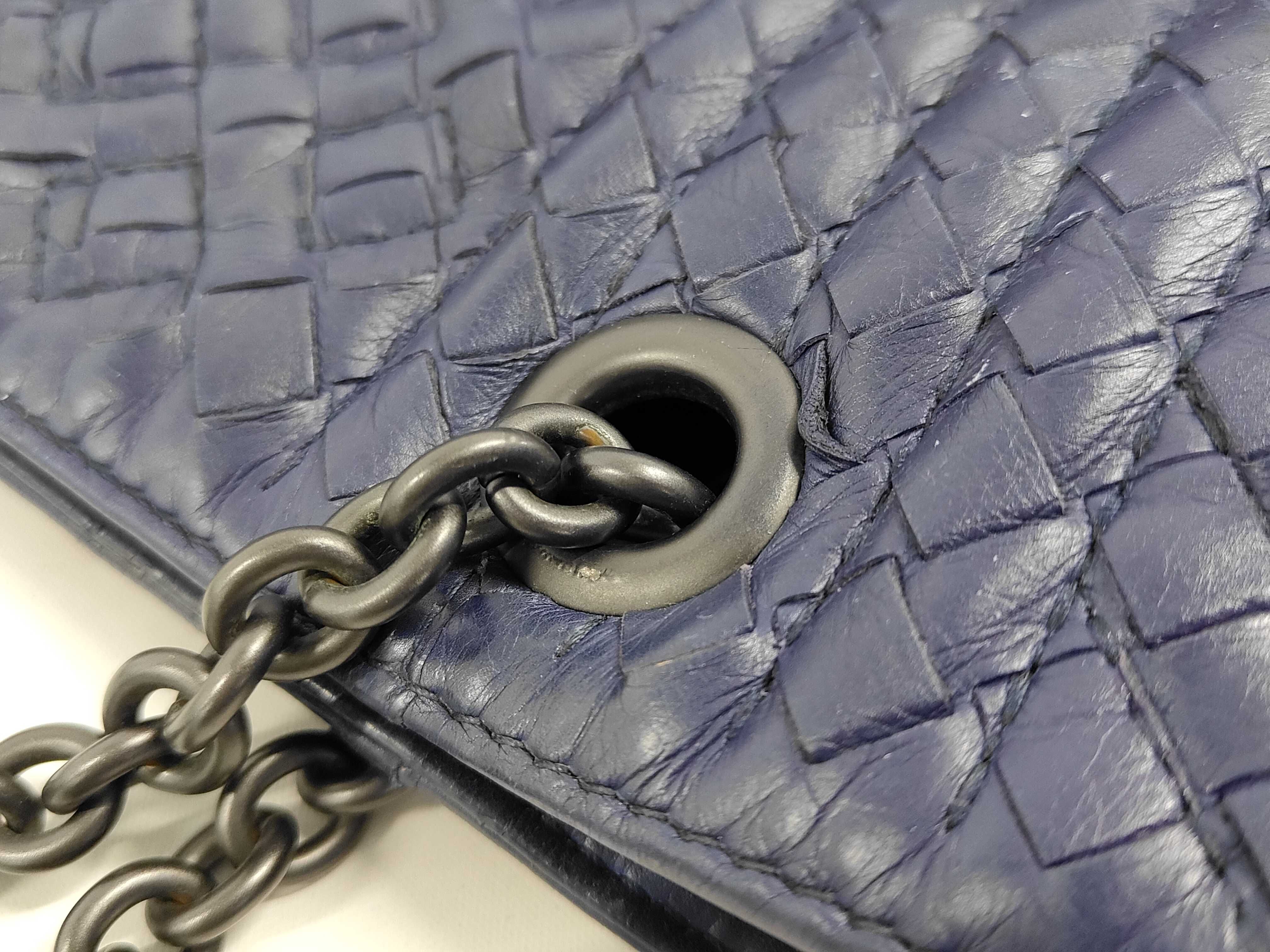 Intrecciato Leather Chain Tote Bag, Purple — view 6