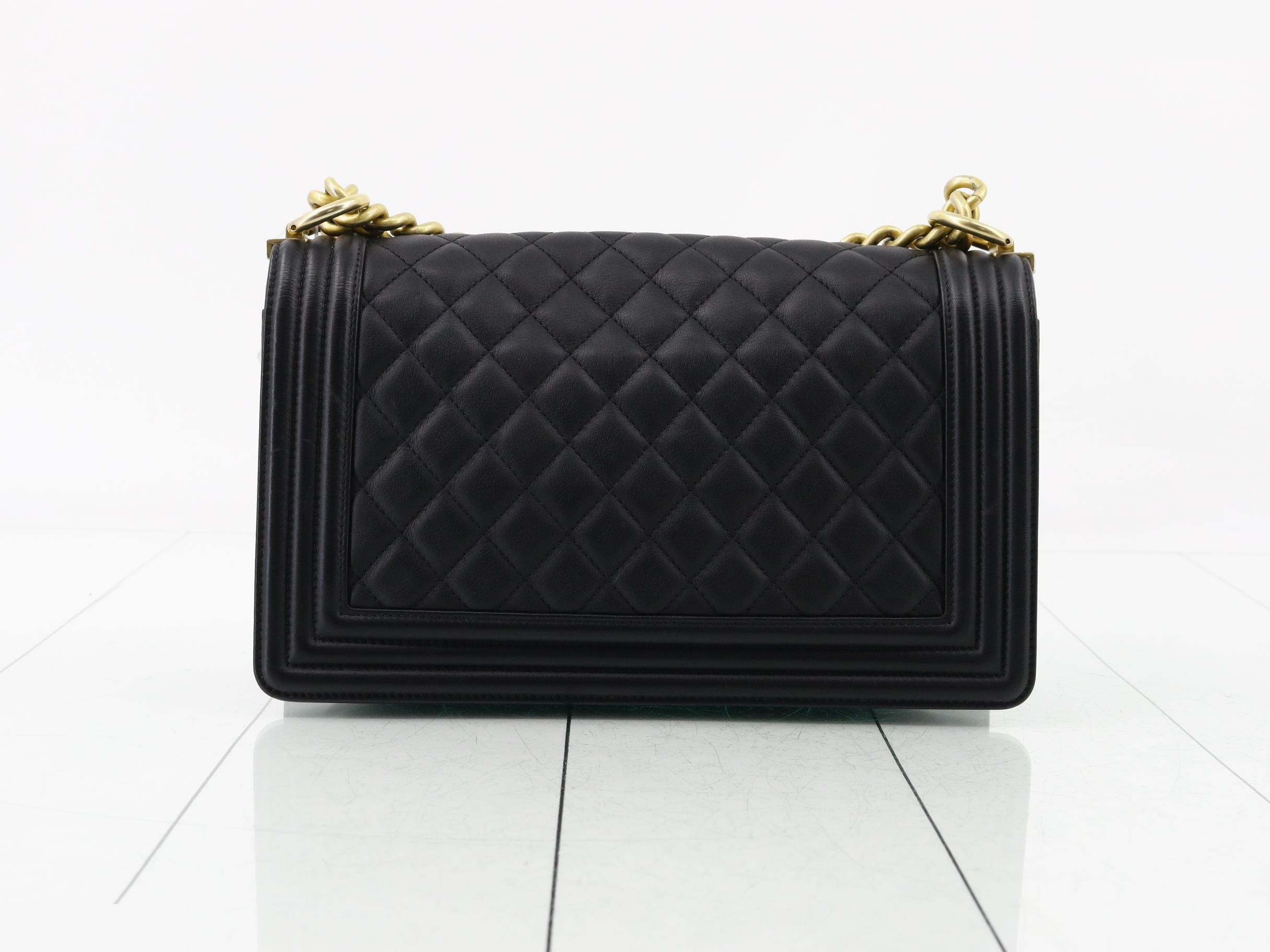 Boy Chanel lambskin black with gold hardware — view 2