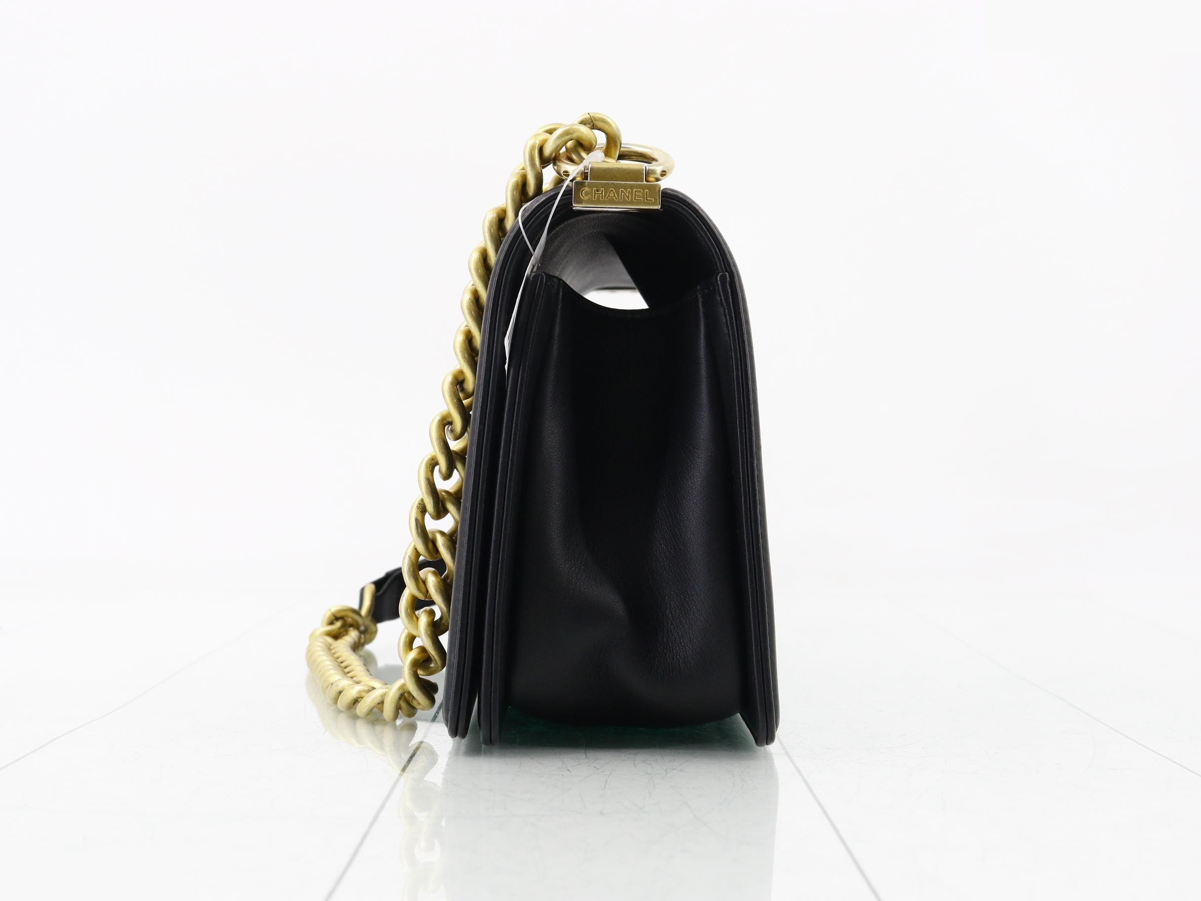 Boy Chanel lambskin black with gold hardware — view 3